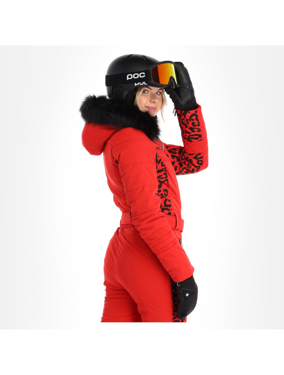 Poivre Blanc, Stretch Ski Overall ski overall dames leopard scarlet rood 