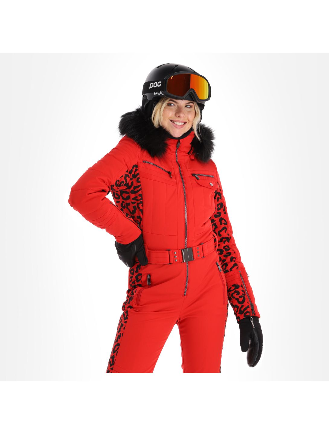 Poivre Blanc, Stretch Ski Overall ski overall dames leopard scarlet rood 