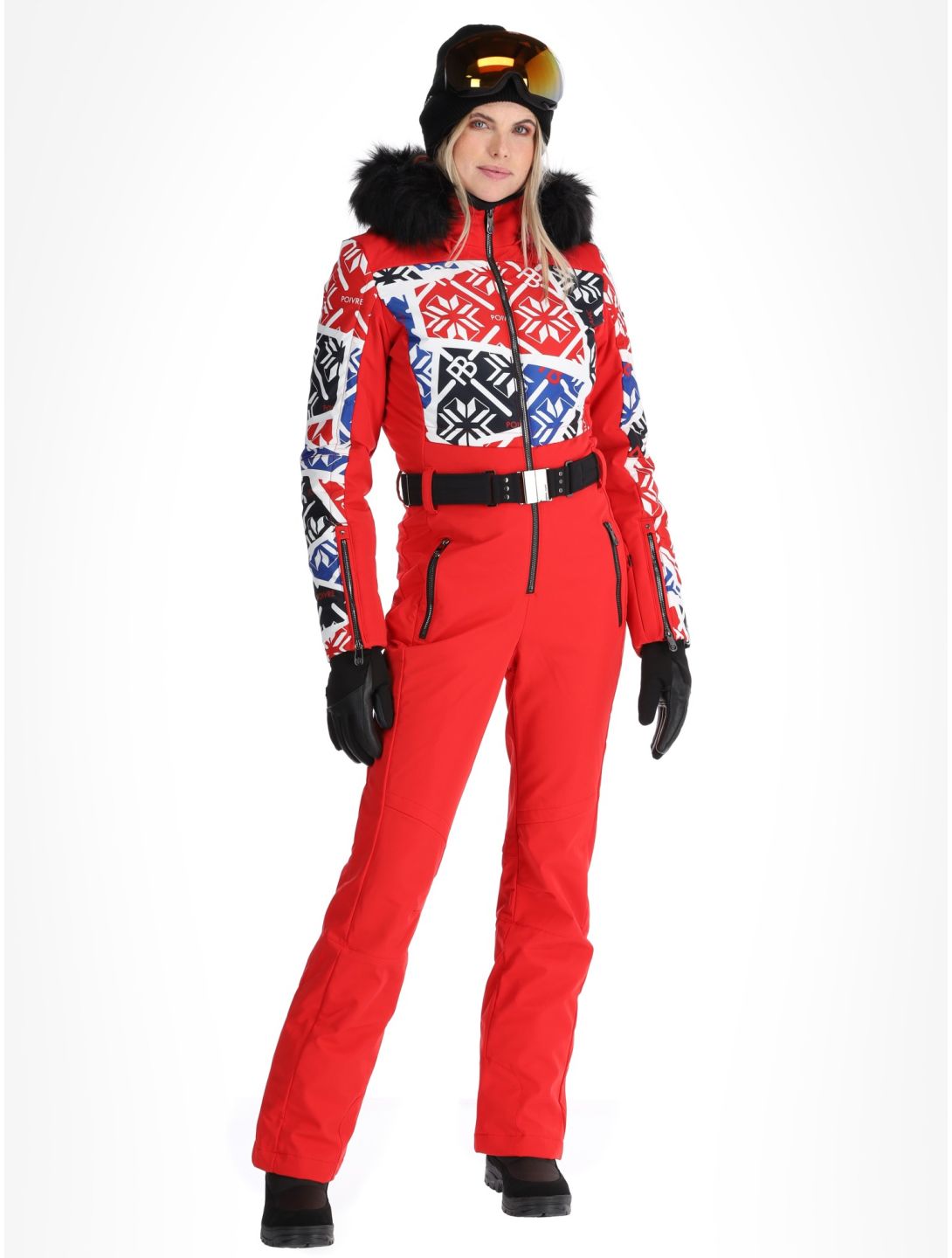 Poivre Blanc, Traditional 24PBH0831/WO/P DA Ski-overall dames Print Scarlet Red Rood 