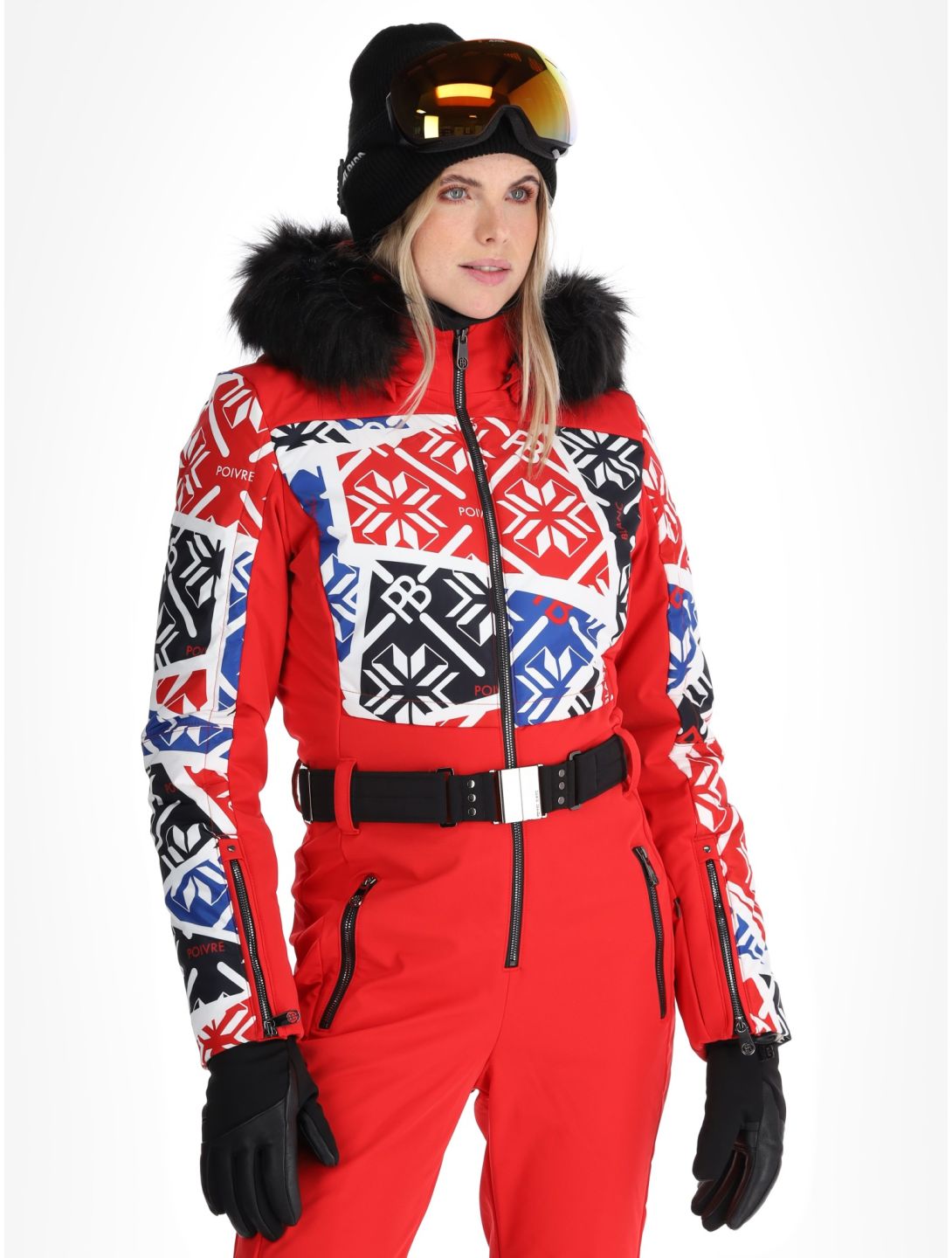 Poivre Blanc, Traditional 24PBH0831/WO/P DA Ski-overall dames Print Scarlet Red Rood 