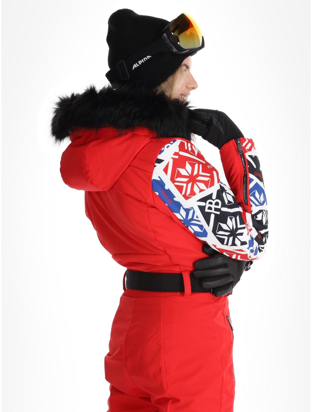 Poivre Blanc, Traditional 24PBH0831/WO/P DA Ski-overall dames Print Scarlet Red Rood 