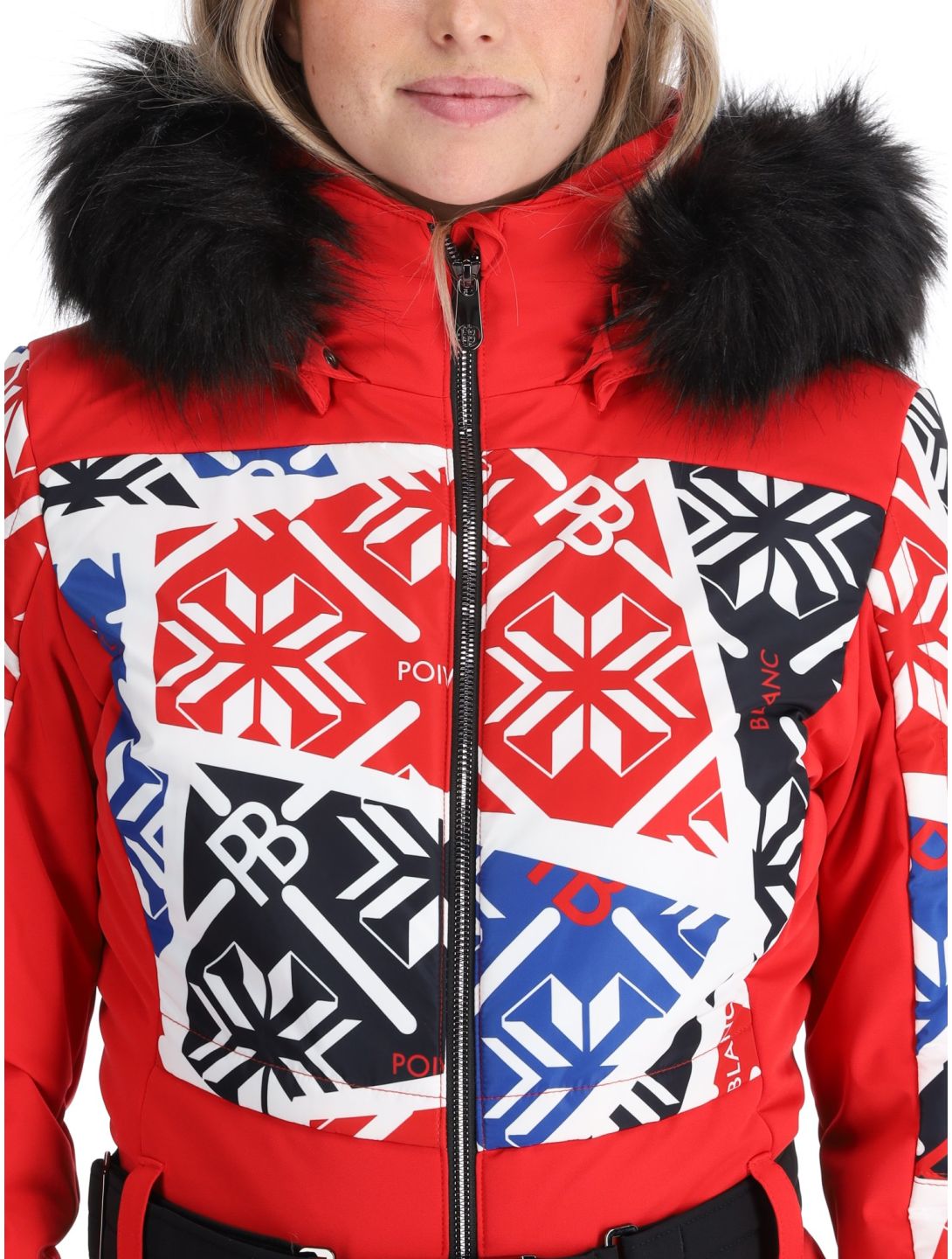 Poivre Blanc, Traditional 24PBH0831/WO/P DA Ski-overall dames Print Scarlet Red Rood 