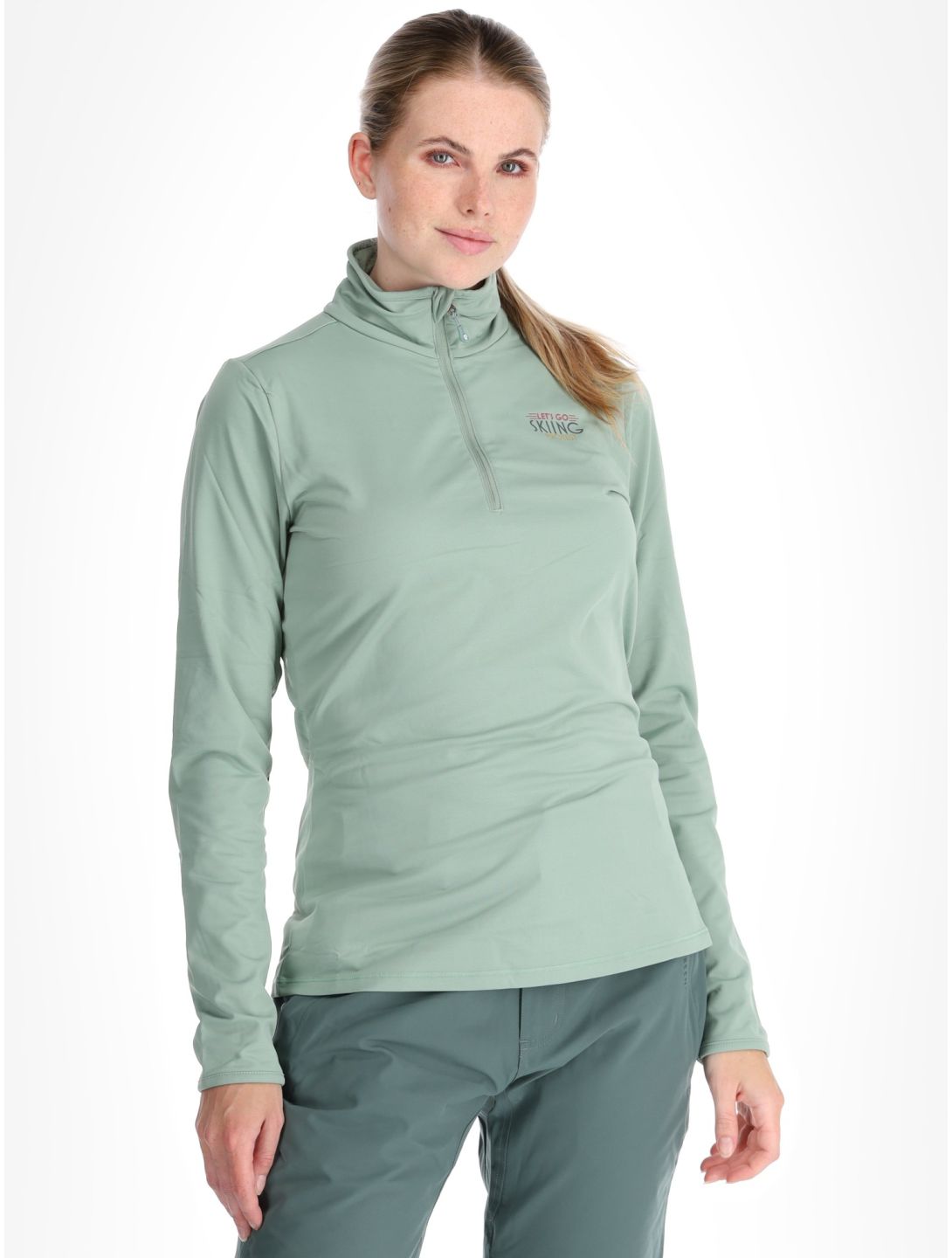 Protest, PRTLUNAR 1/4 zip GA Ski pully dames Green Baygreen Groen 