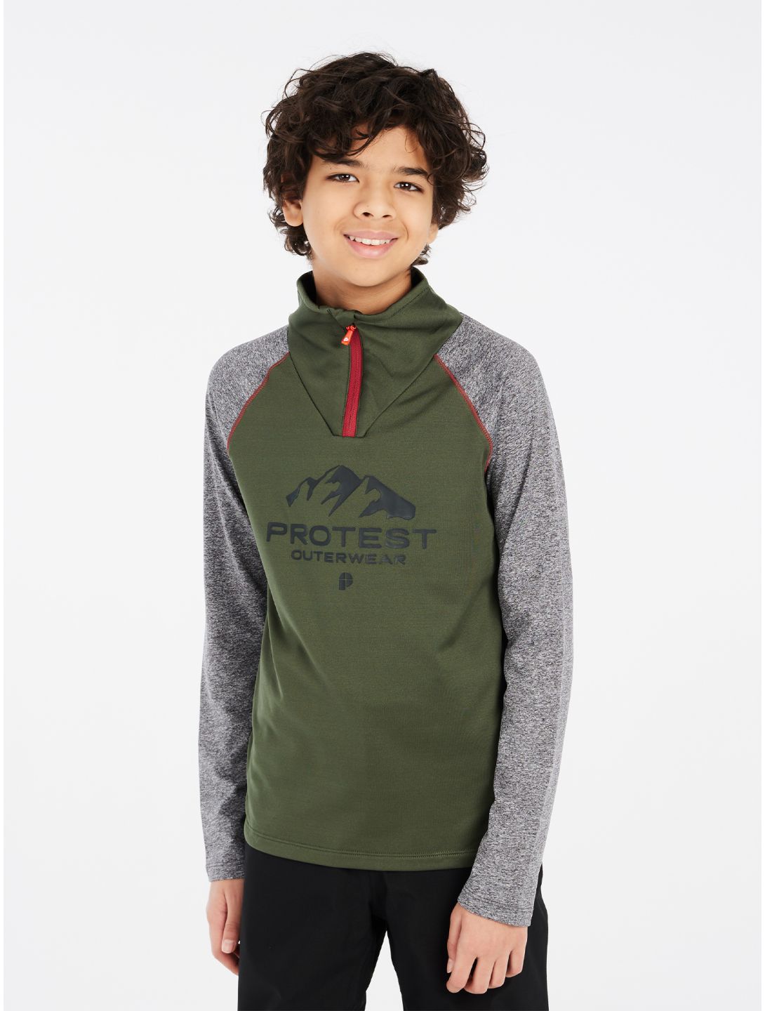 Protest, PRTRAF JR 1/4 zip skipully kinderen Thyme grijs, groen 