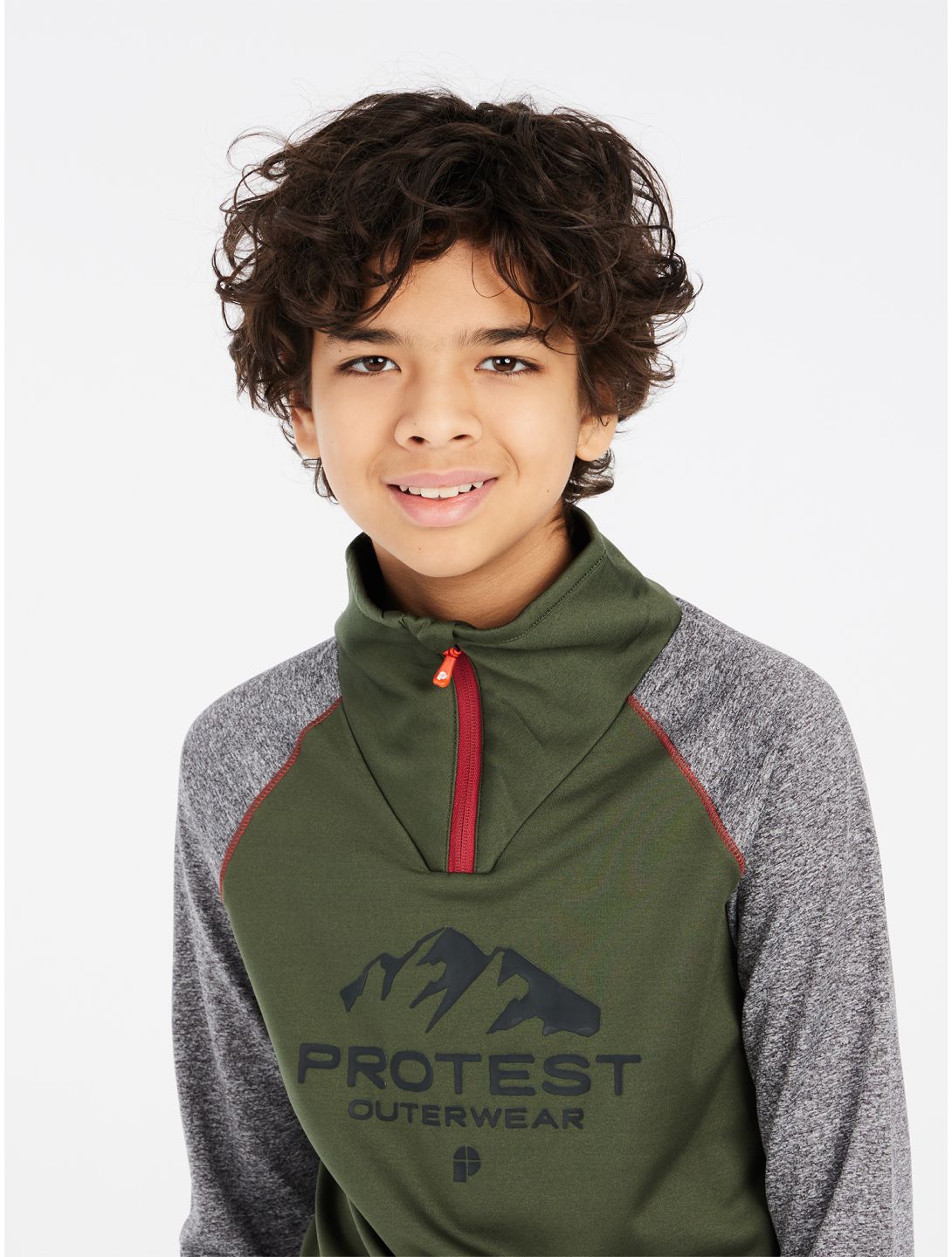 Protest, PRTRAF JR 1/4 zip skipully kinderen Thyme grijs, groen 