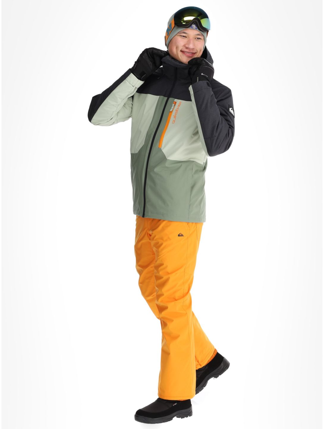 Quiksilver, Dawson AA Jas gevoerd heren Sea Spray Groen, Zwart 