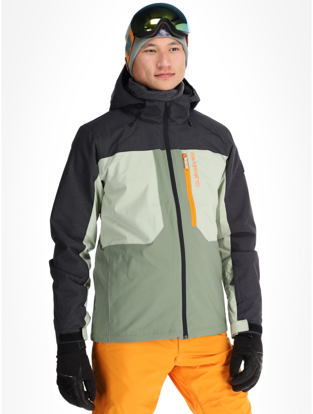 Quiksilver, Dawson AA Jas gevoerd heren Sea Spray Groen, Zwart 