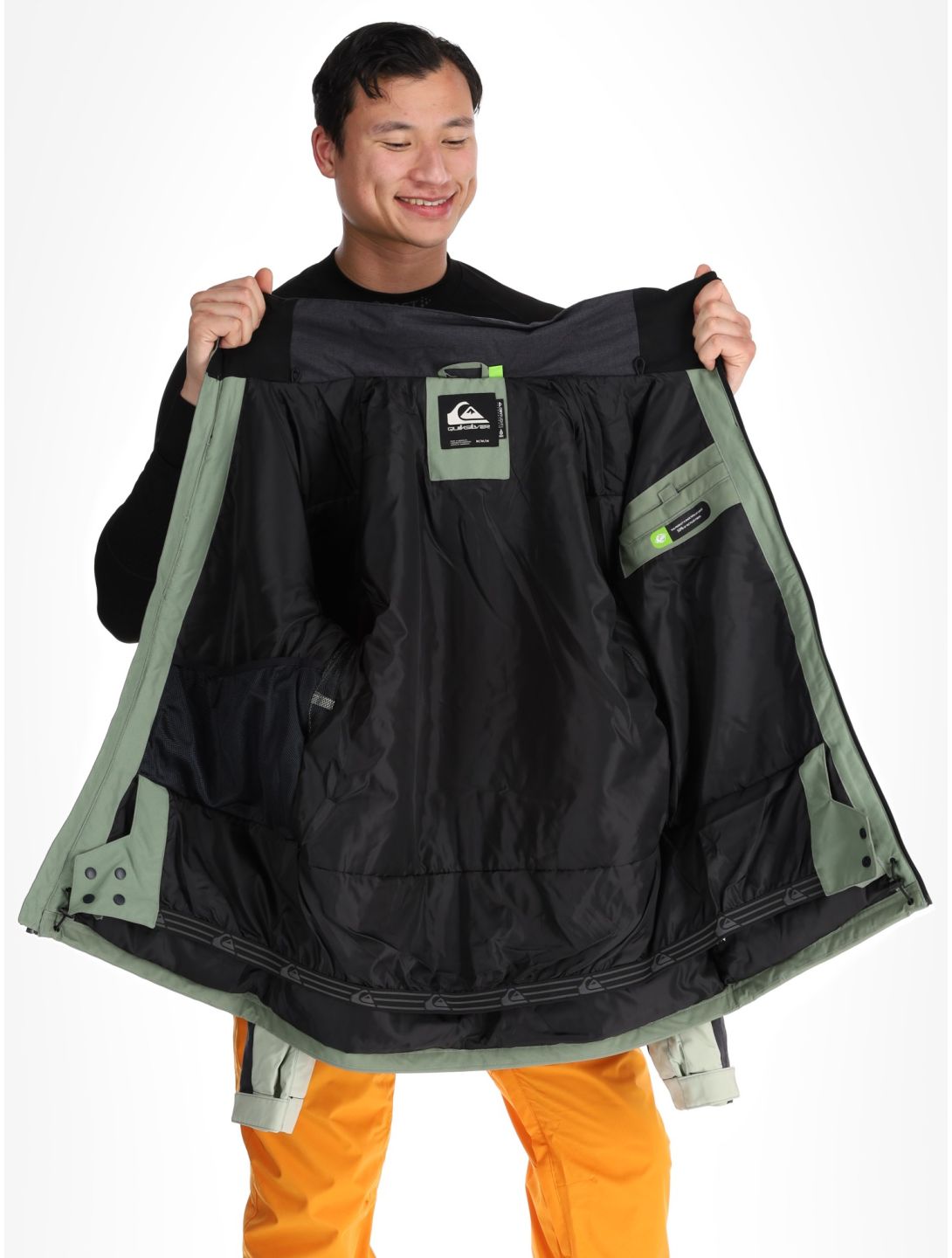 Quiksilver, Dawson AA Jas gevoerd heren Sea Spray Groen, Zwart 