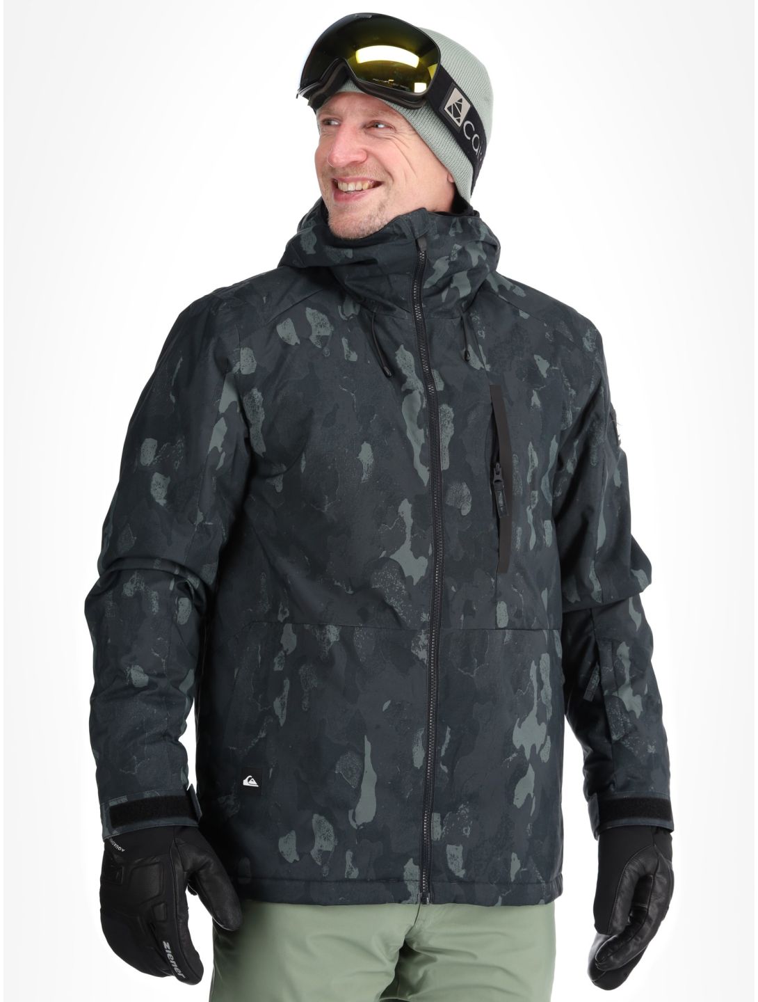 Quiksilver, Mission Printed AA Jas gevoerd heren Nature Zoom Dark Shadow Zwart 