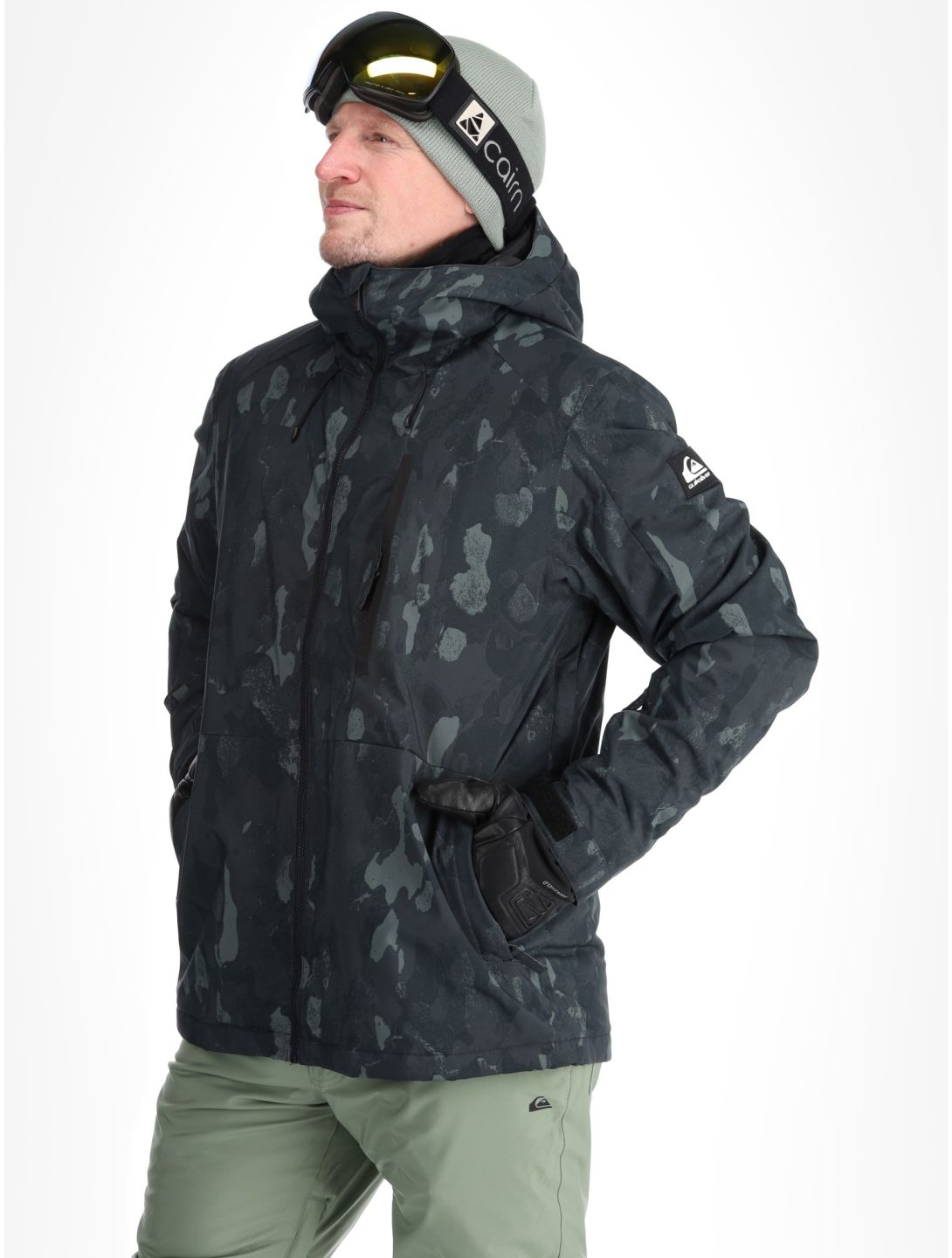 Quiksilver, Mission Printed AA Jas gevoerd heren Nature Zoom Dark Shadow Zwart 