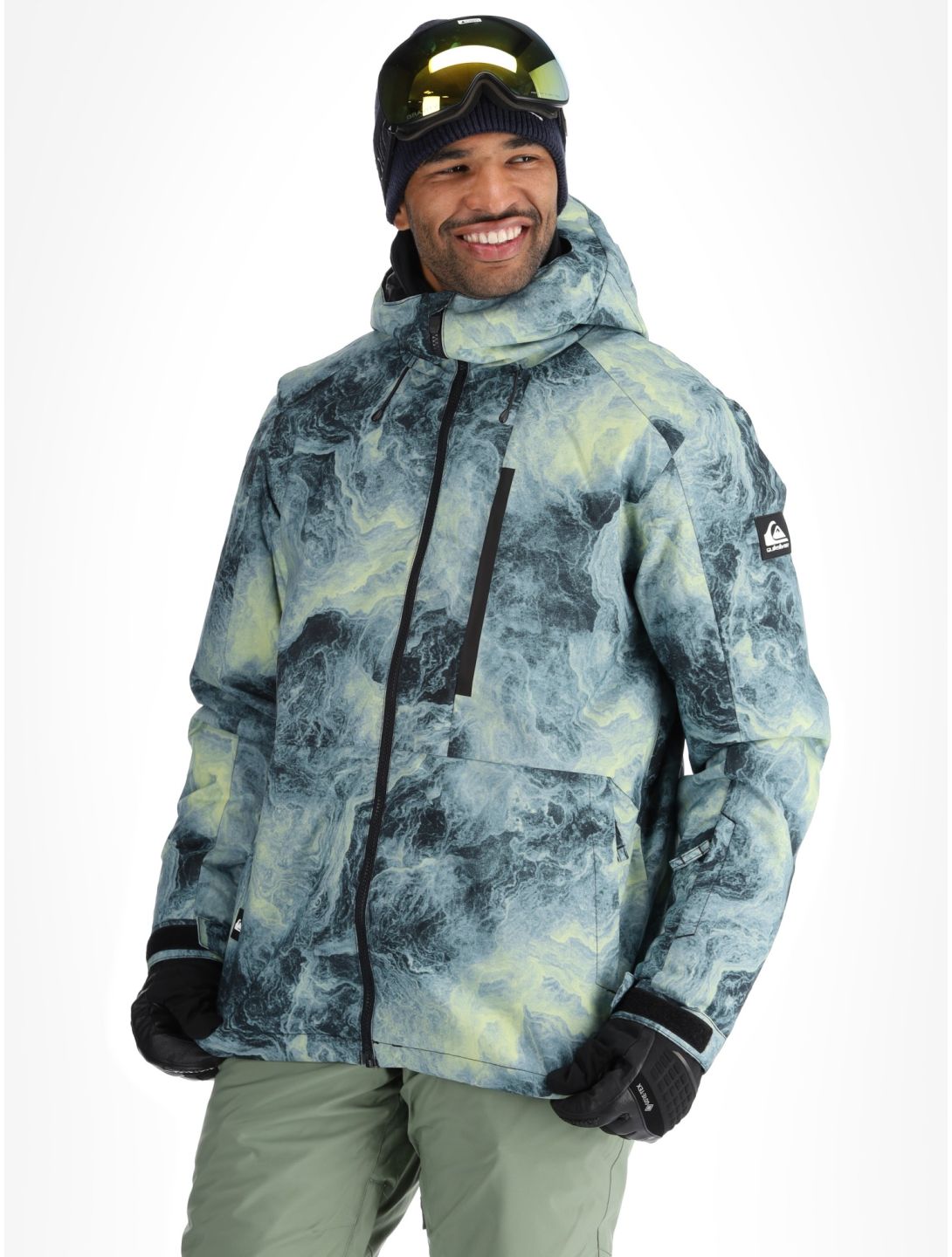 Quiksilver, Mission Printed AA Jas gevoerd heren Space Stone Celery Green Groen 