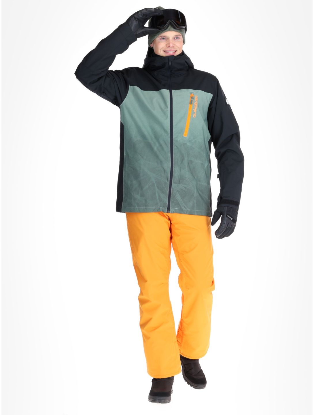 Quiksilver, Morton AA Jas gevoerd heren Gradient Iced Sea Spray Groen, Zwart 