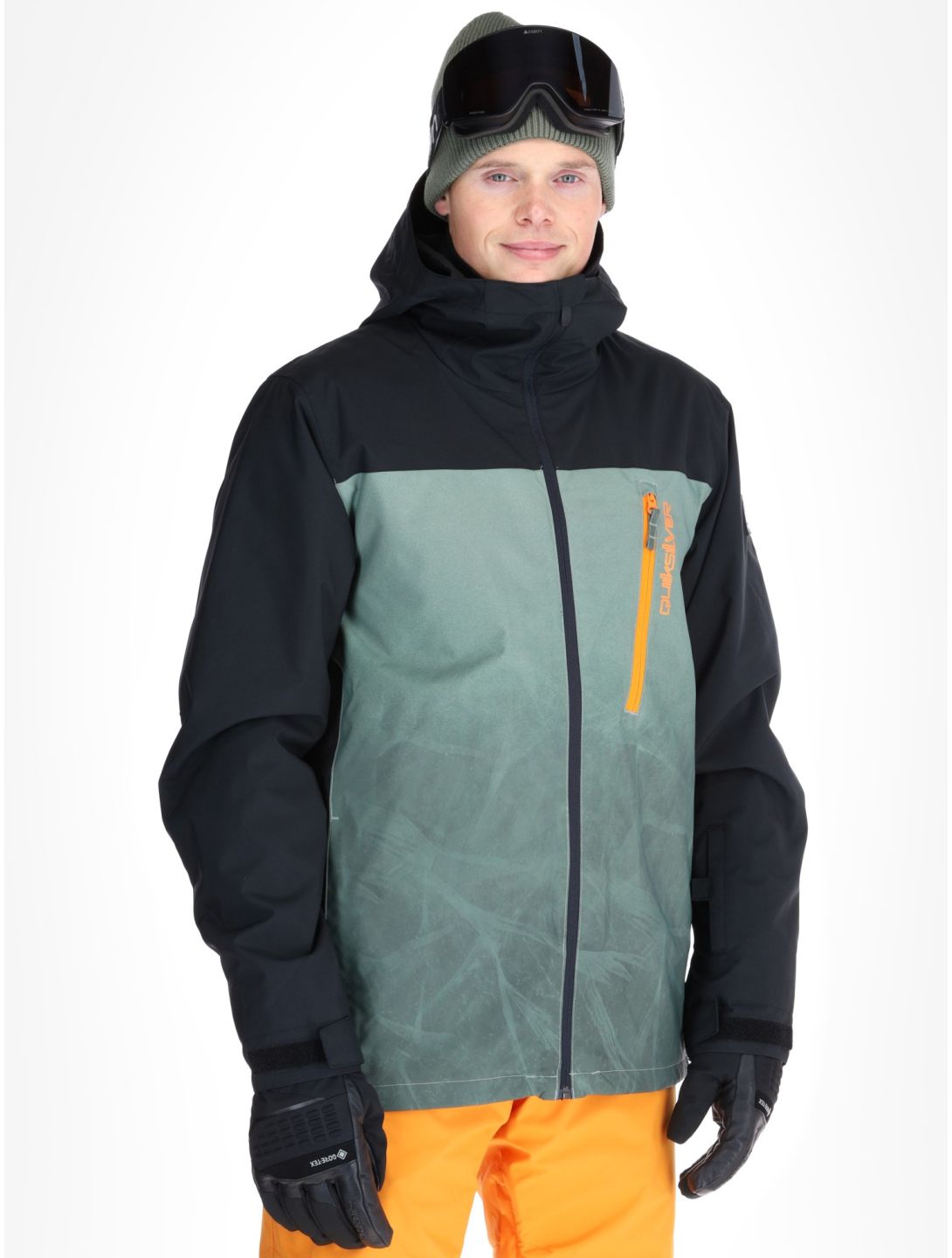 Quiksilver, Morton AA Jas gevoerd heren Gradient Iced Sea Spray Groen, Zwart 