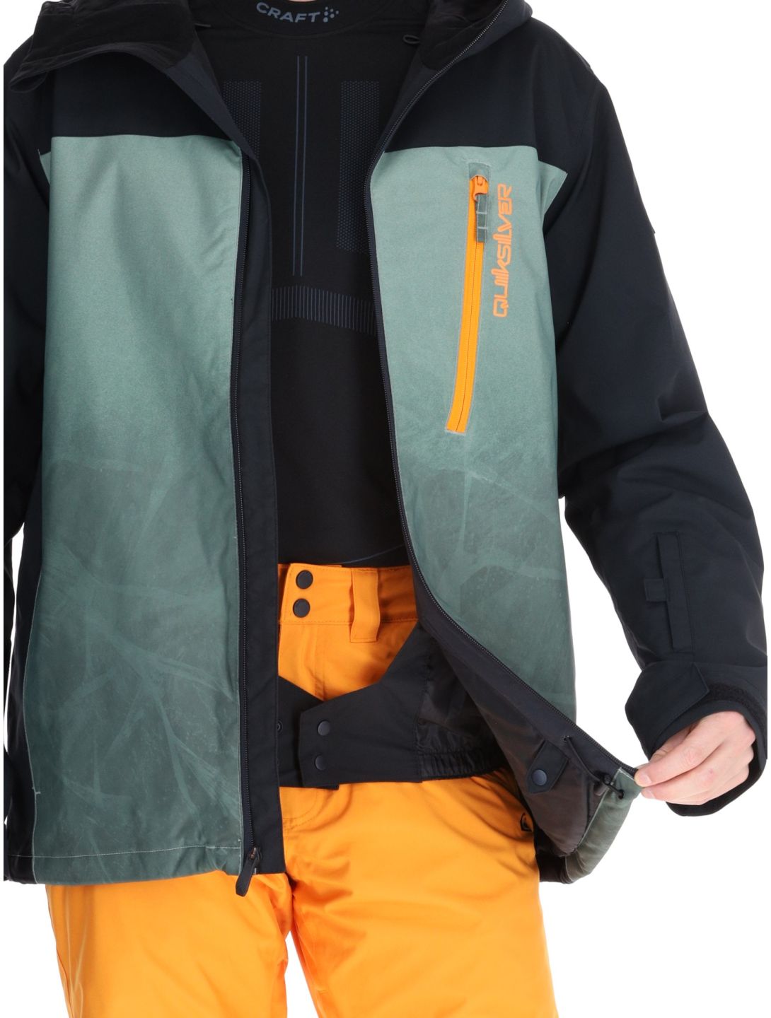 Quiksilver, Morton AA Jas gevoerd heren Gradient Iced Sea Spray Groen, Zwart 