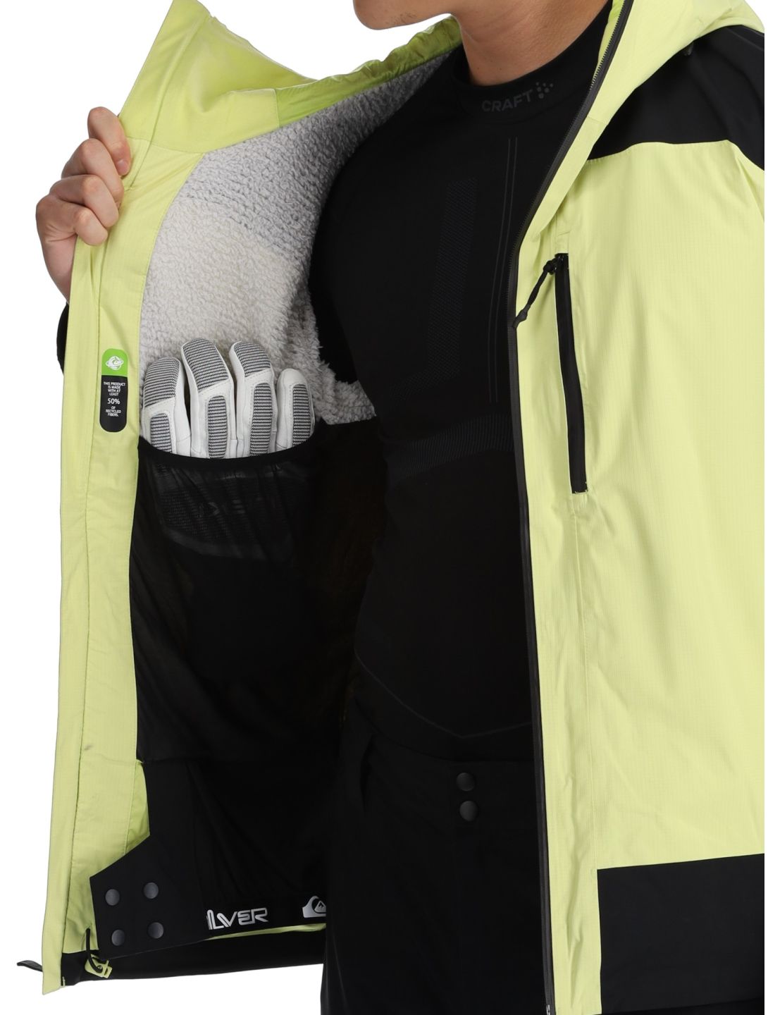 Quiksilver, Ultralight 20K AA Jas gevoerd heren Celery Green Groen, Zwart 