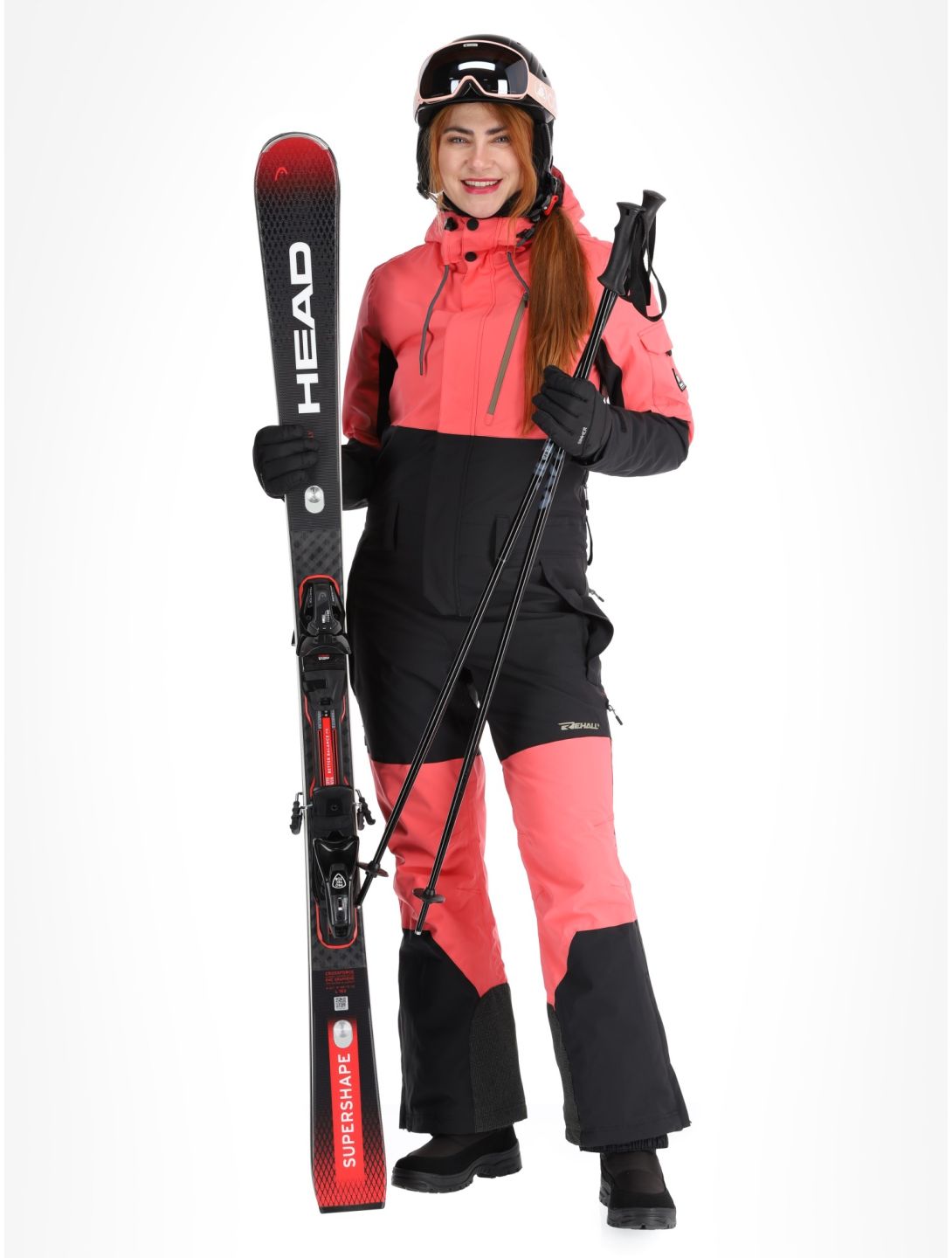 Rehall, Tyger-R DA Ski-overall dames Calypso Coral Roze, Zwart 