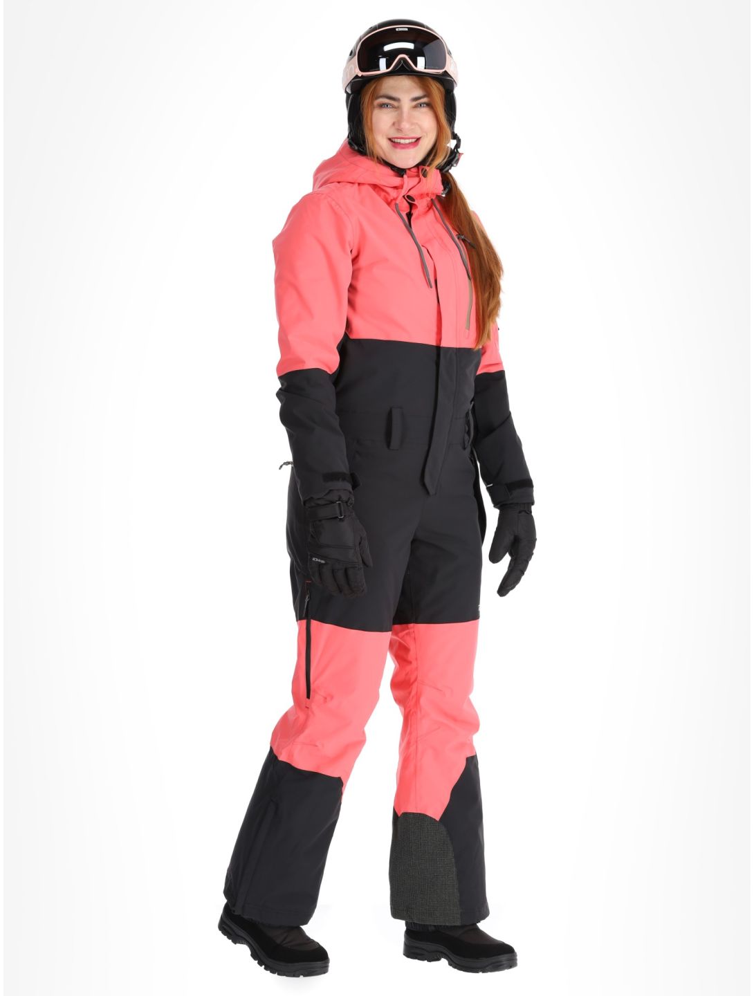 Rehall, Tyger-R DA Ski-overall dames Calypso Coral Roze, Zwart 