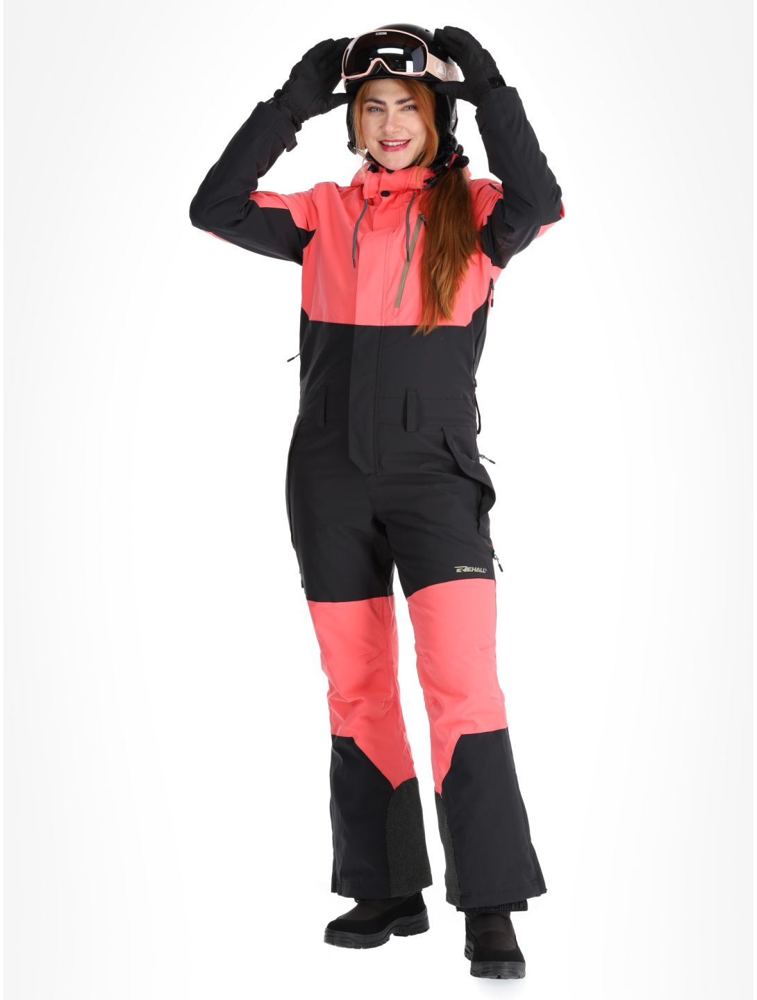 Rehall, Tyger-R DA Ski-overall dames Calypso Coral Roze, Zwart 