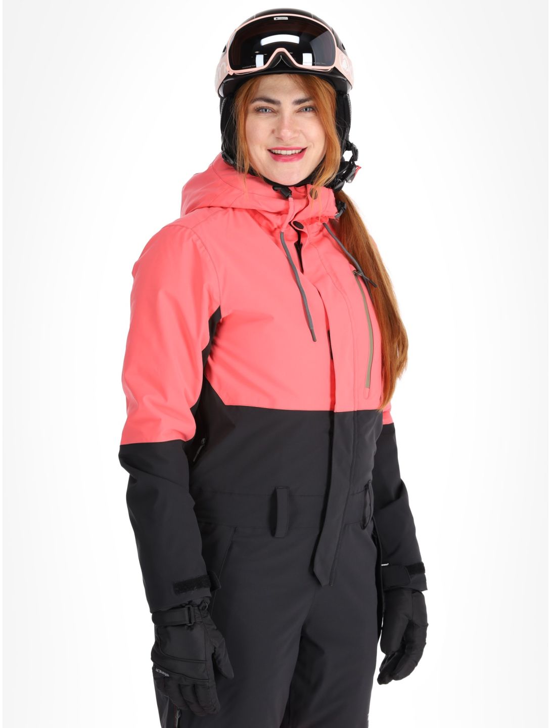 Rehall, Tyger-R DA Ski-overall dames Calypso Coral Roze, Zwart 