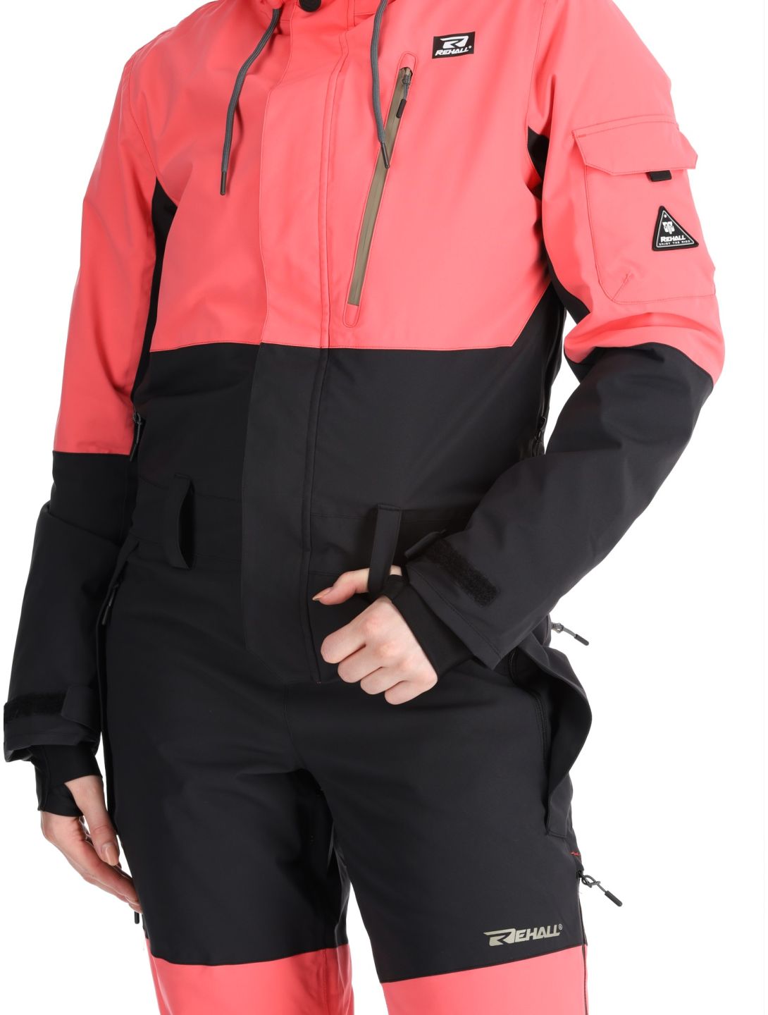 Rehall, Tyger-R DA Ski-overall dames Calypso Coral Roze, Zwart 