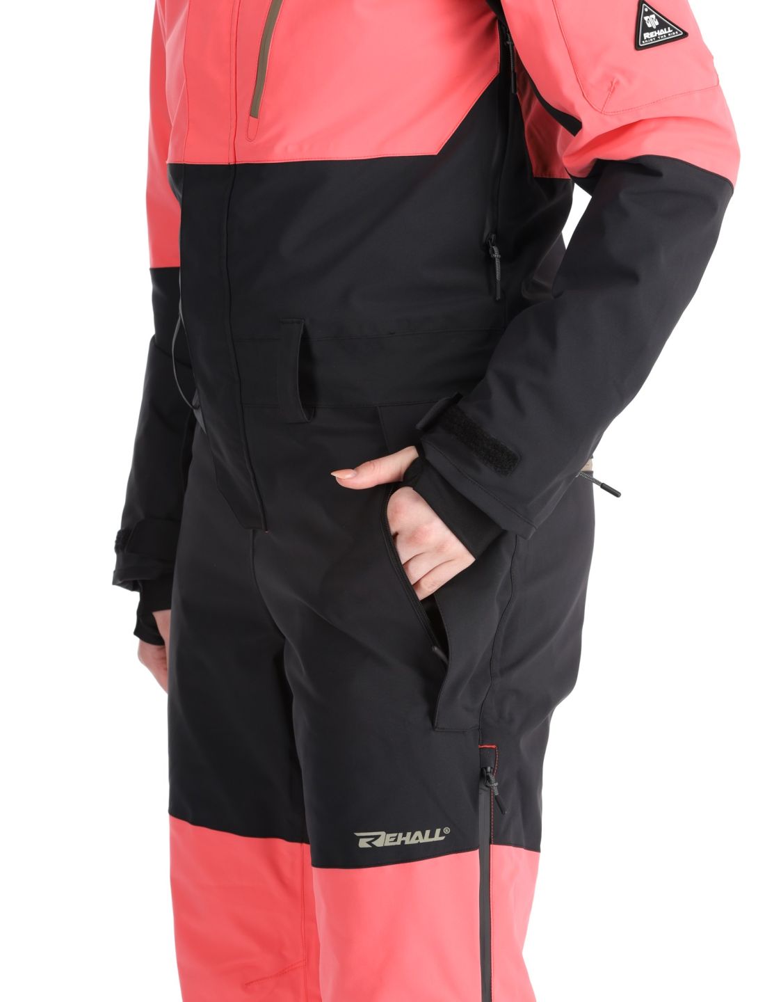 Rehall, Tyger-R DA Ski-overall dames Calypso Coral Roze, Zwart 