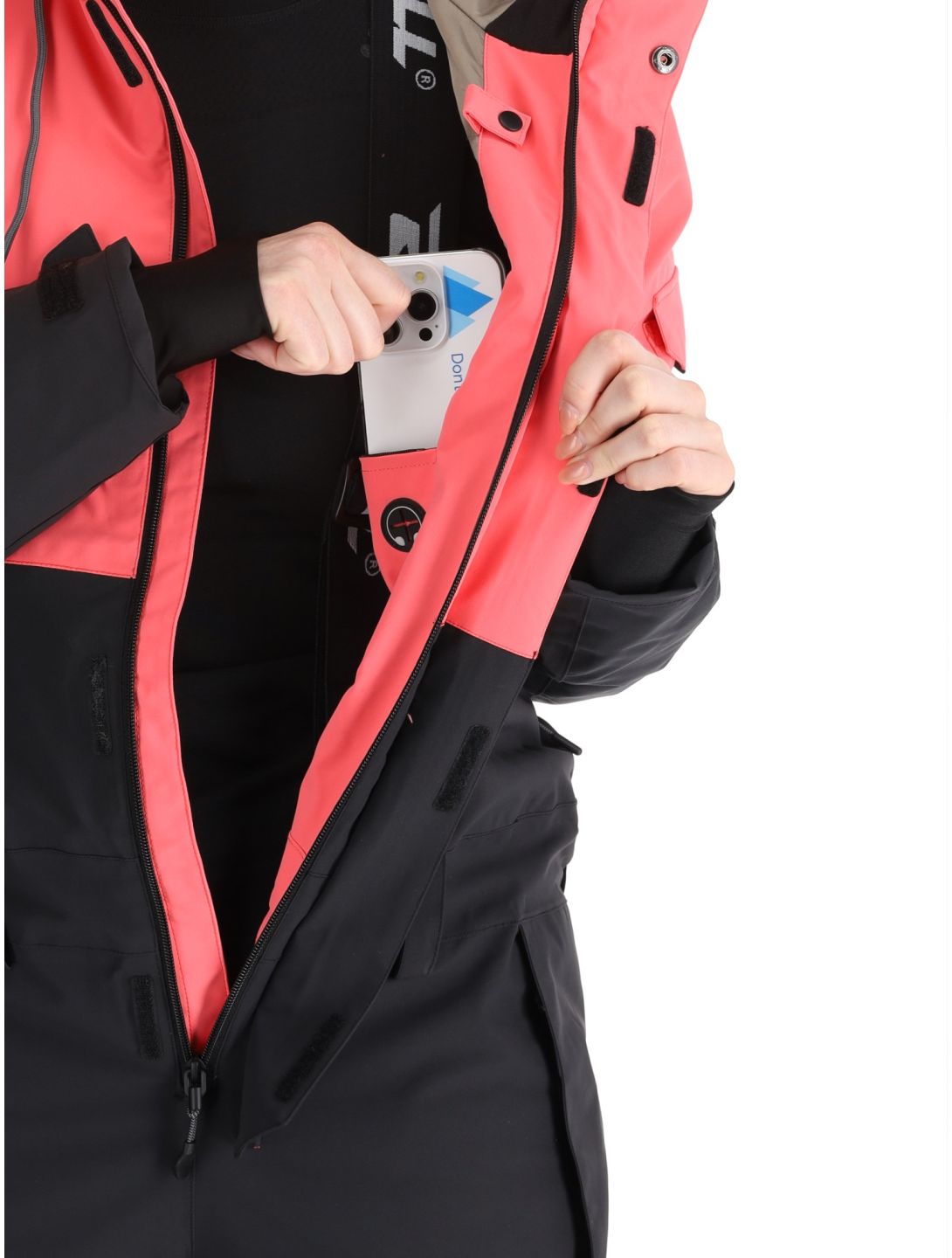 Rehall, Tyger-R DA Ski-overall dames Calypso Coral Roze, Zwart 