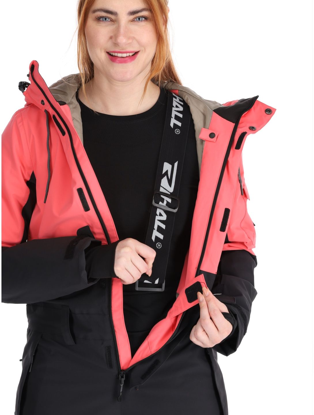 Rehall, Tyger-R DA Ski-overall dames Calypso Coral Roze, Zwart 