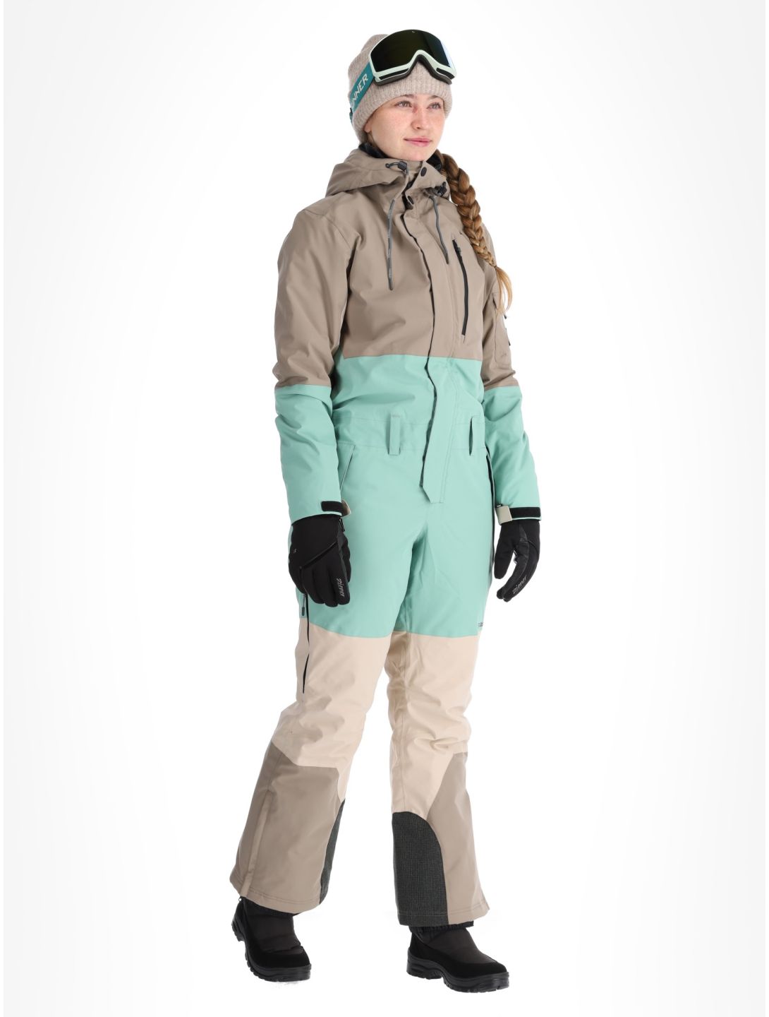 Rehall, Tyger-R DA Ski-overall dames Feldspar Beige, Groen 