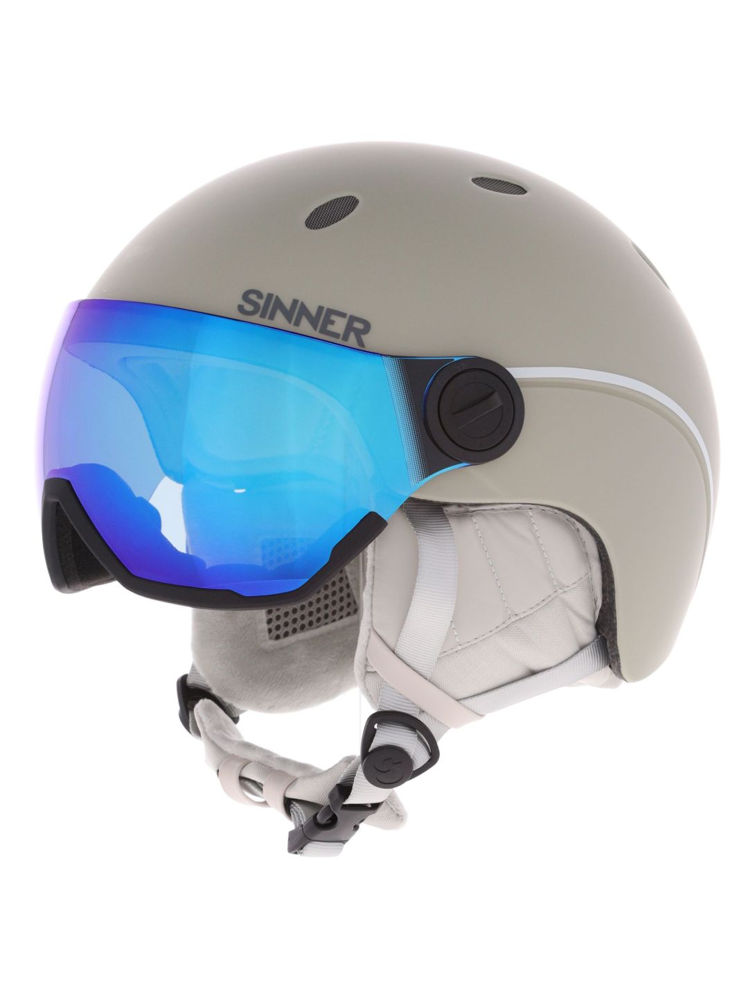 Sinner, Titan Visor skihelm met vizier unisex Matt Light Grey grijs 