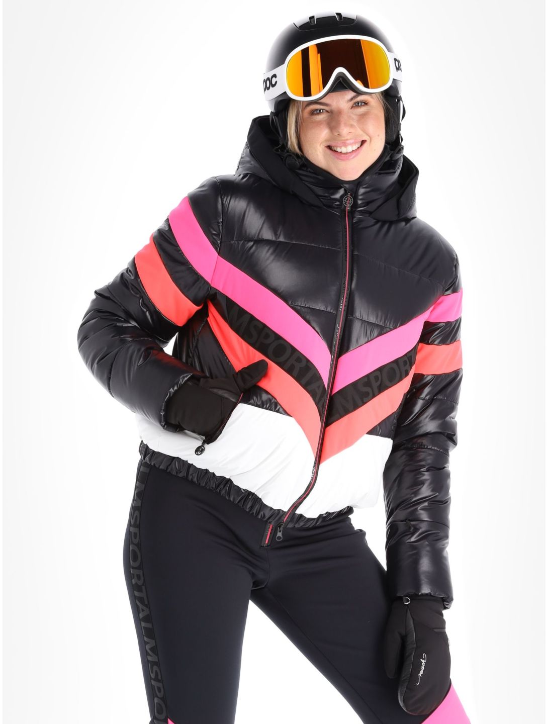 Sportalm Kitzbühel, Airbrush m.Kap.o.P. ski-jas dames Black wit, zwart 