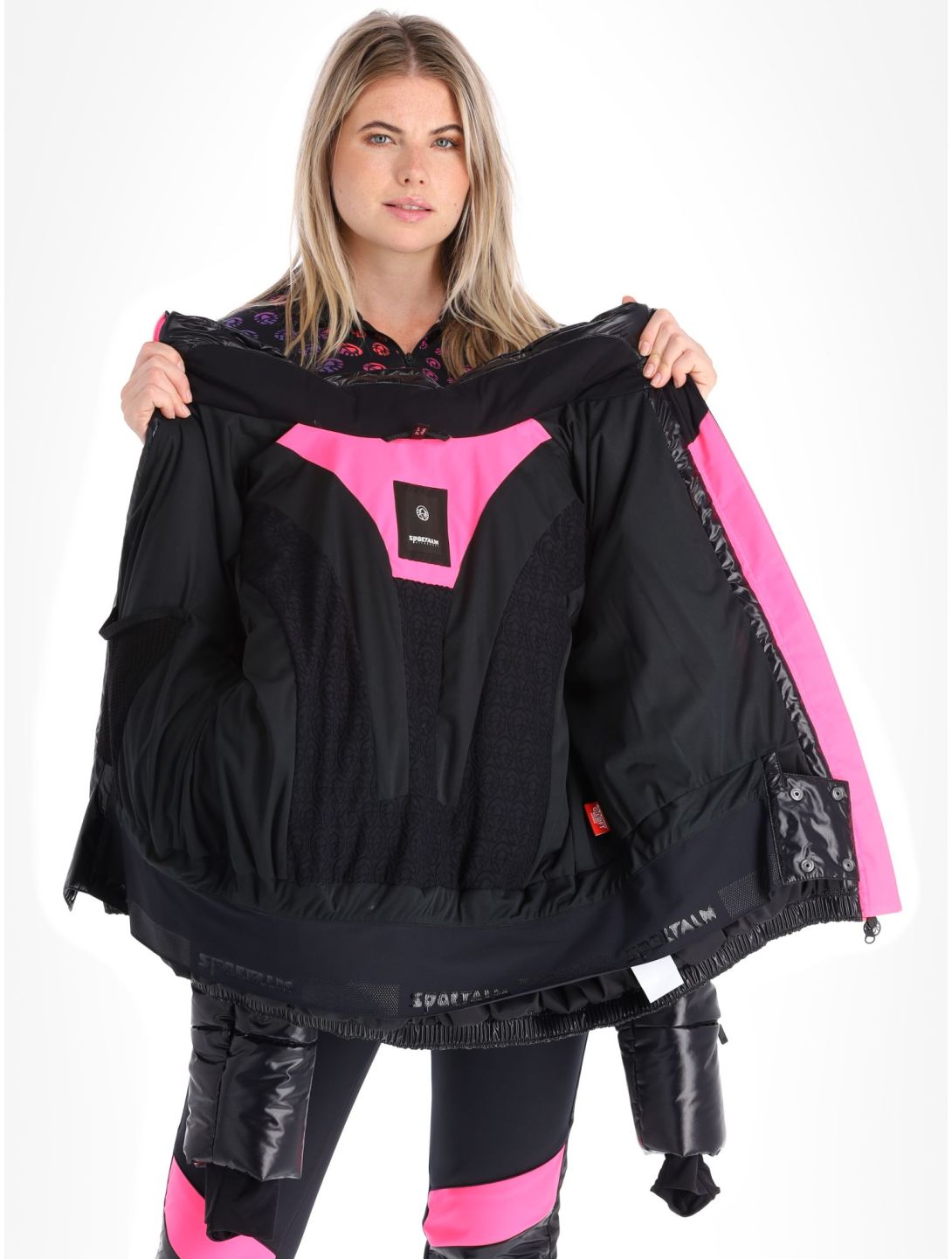 Sportalm Kitzbühel, Airbrush m.Kap.o.P. ski-jas dames Black wit, zwart 