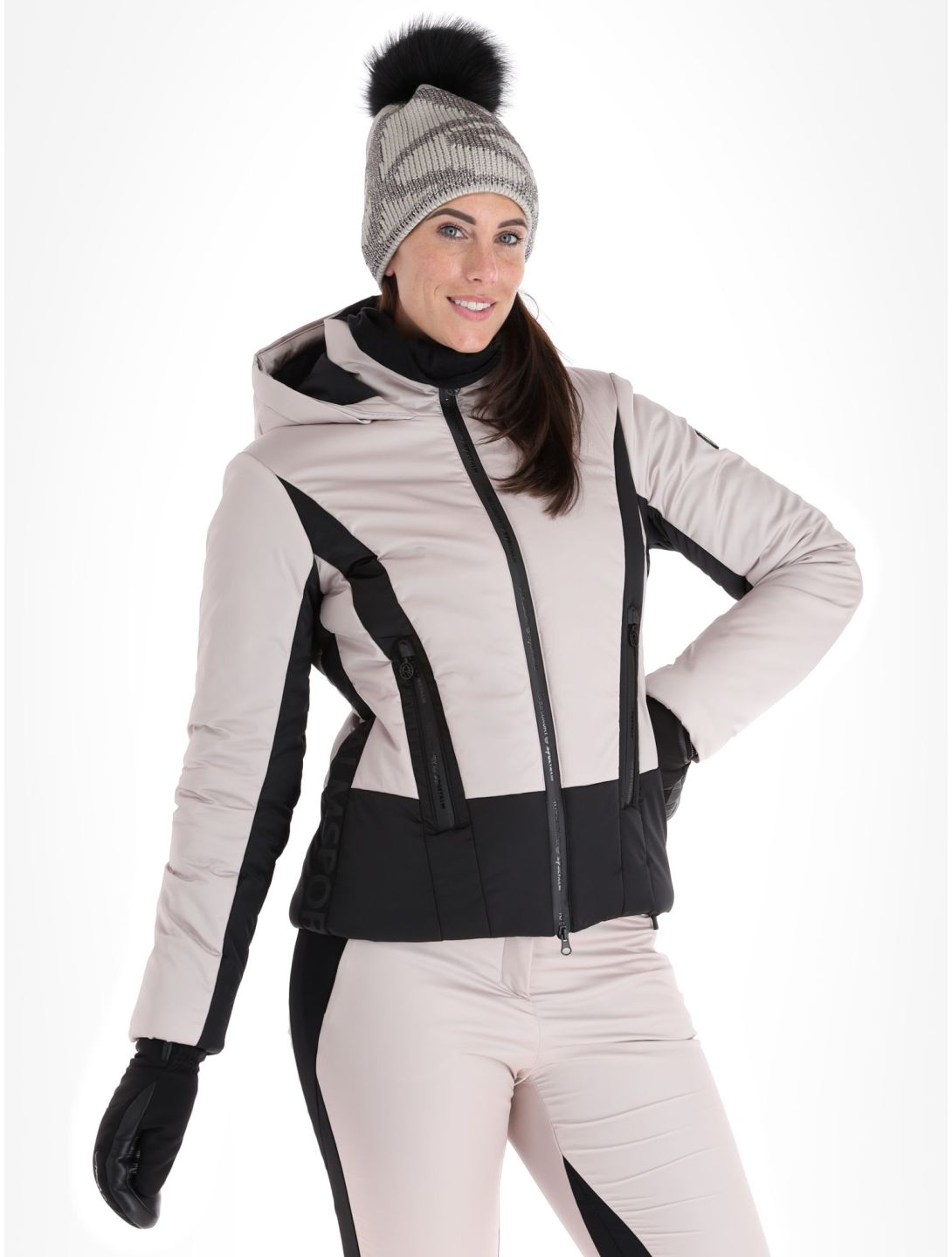 Sportalm Kitzbühel, Oatman m.Kap.o.P. ski-jas dames Taupe Pink roze, zwart 