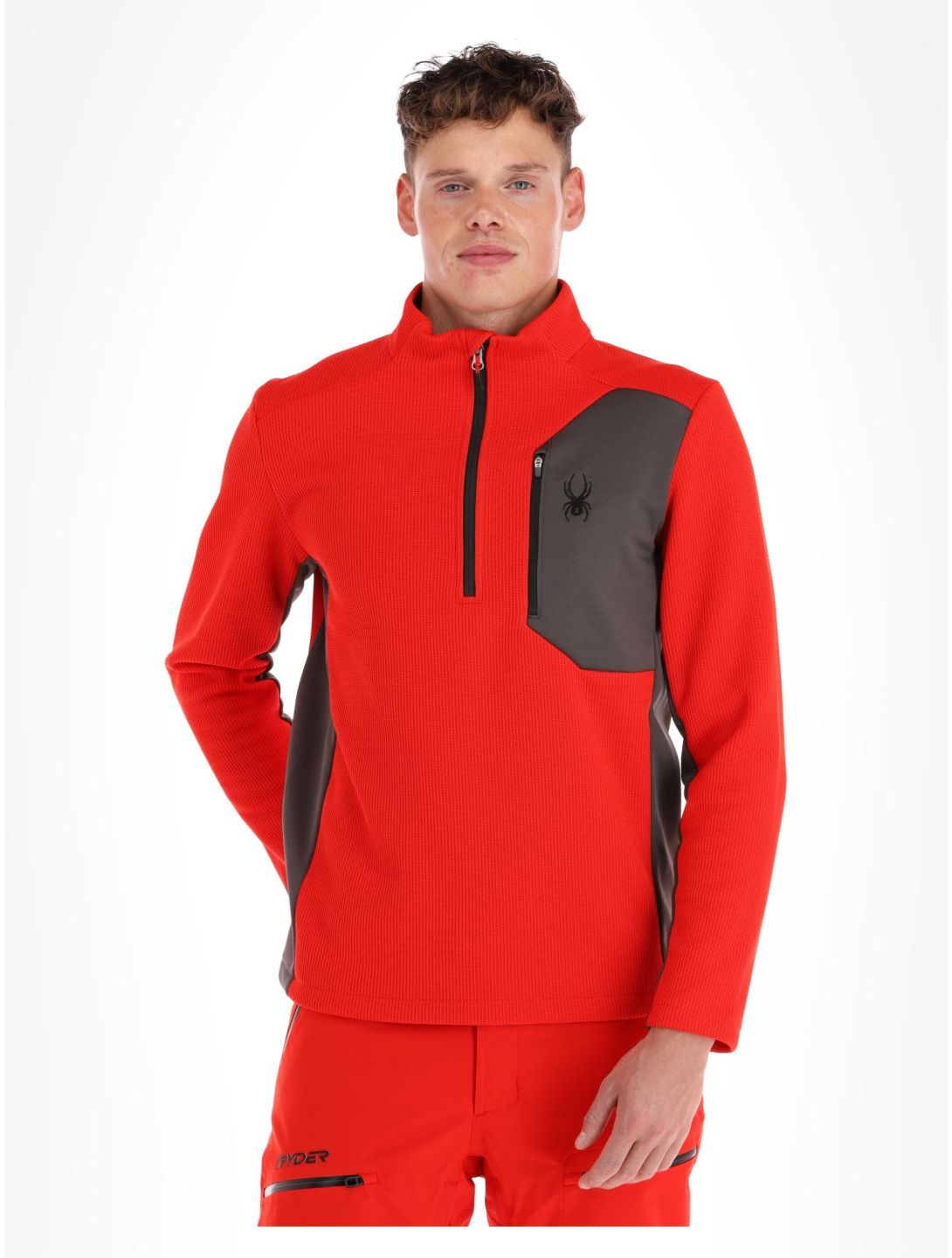 Spyder, Bandit 1/2 Zip skipully heren Volcano rood 