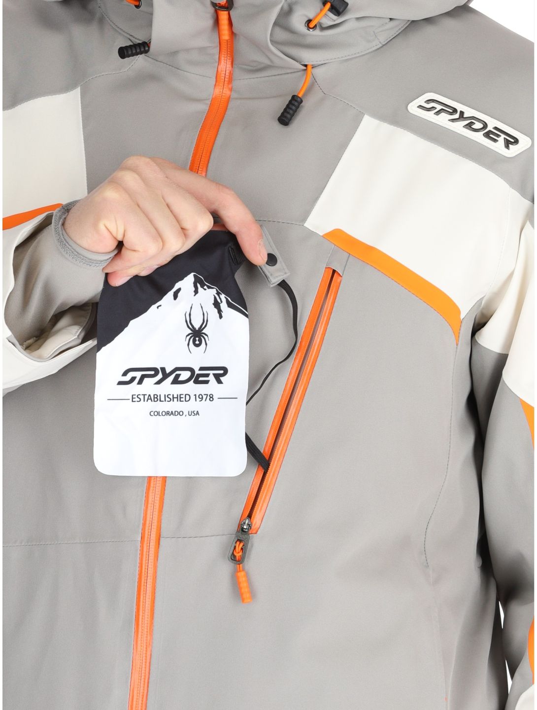 Spyder, Leader ski-jas heren Concrete grijs, wit 