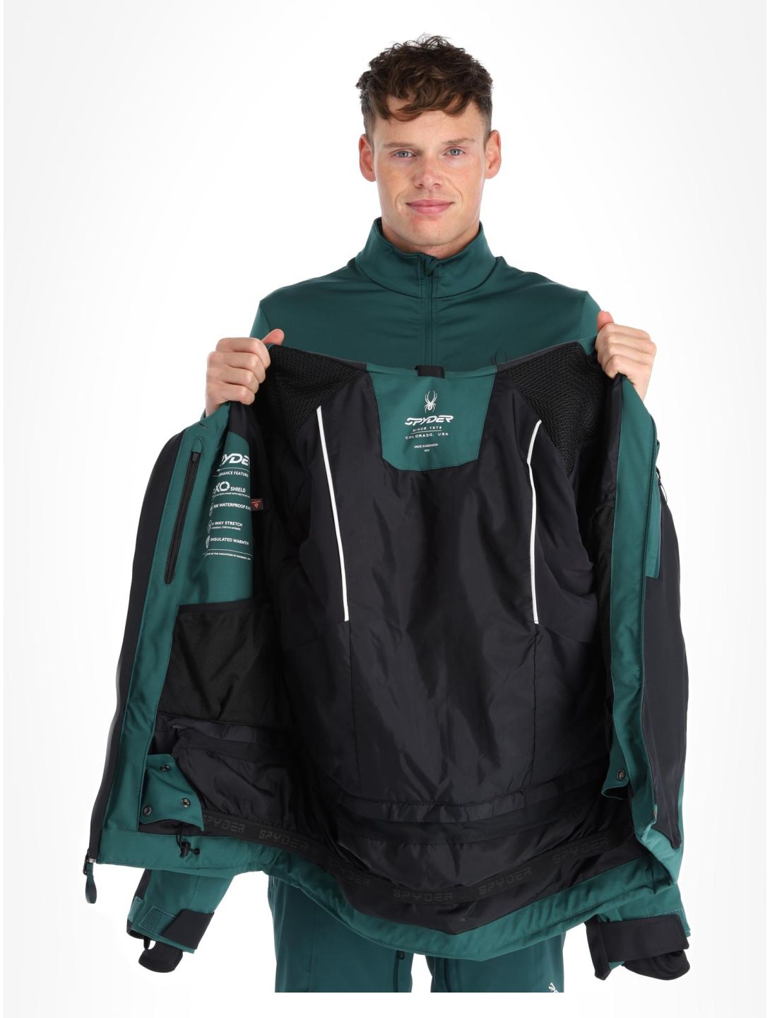 Spyder, Leader ski-jas heren Cypress Green groen, zwart 