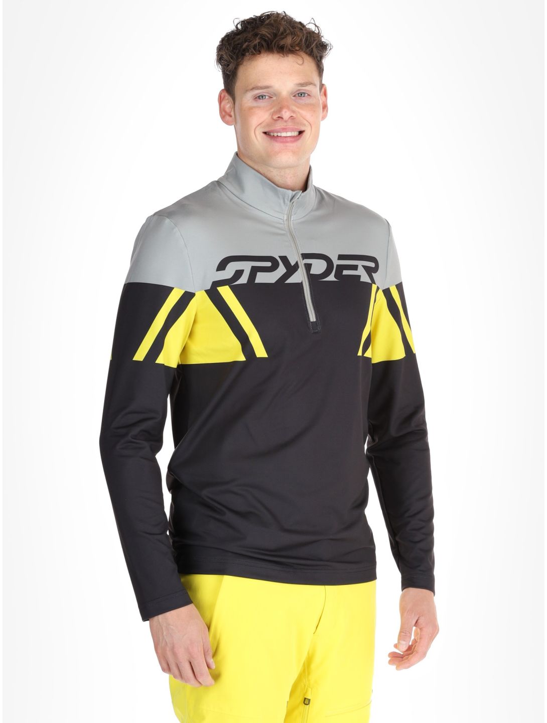 Spyder, Podium 1/2 Zip GA Ski pully heren Acid Yellow Geel, Zwart 