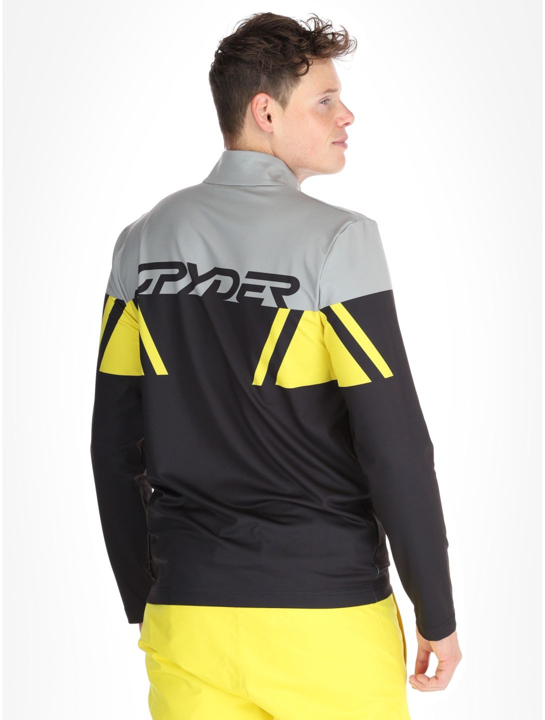 Spyder, Podium 1/2 Zip GA Ski pully heren Acid Yellow Geel, Zwart 