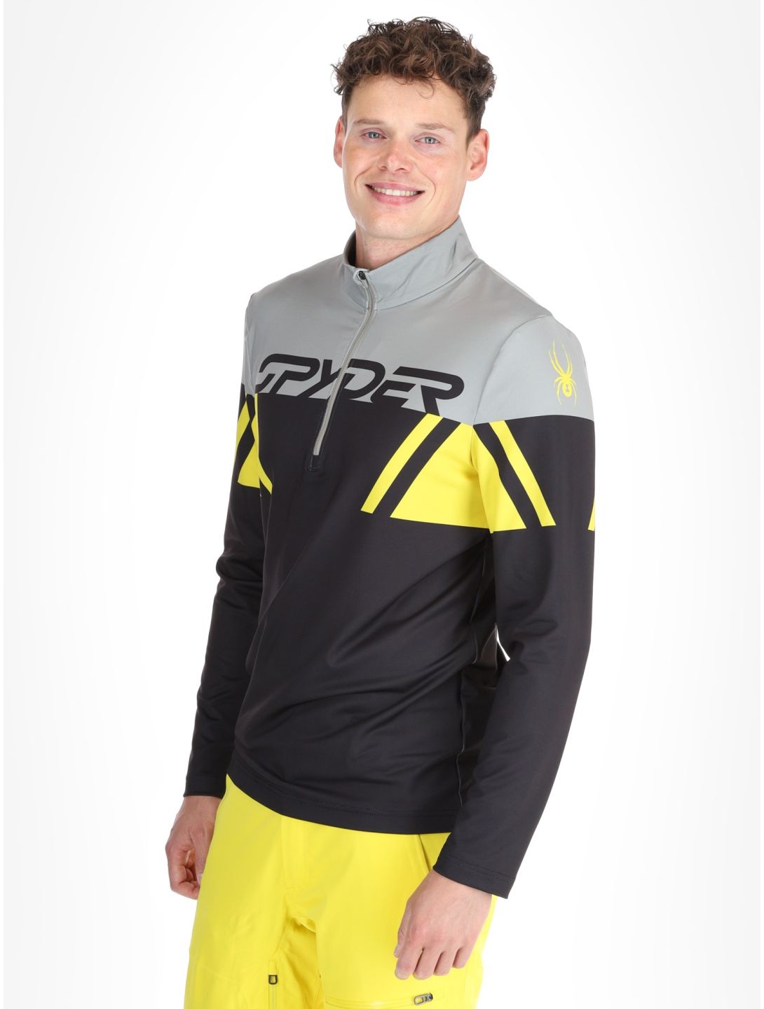 Spyder, Podium 1/2 Zip GA Ski pully heren Acid Yellow Geel, Zwart 