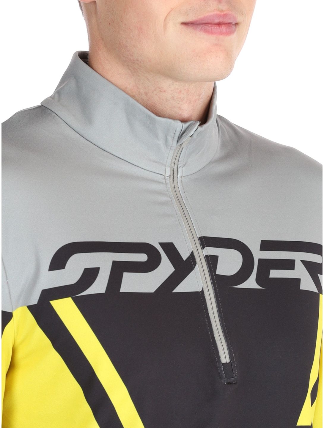 Spyder, Podium 1/2 Zip GA Ski pully heren Acid Yellow Geel, Zwart 