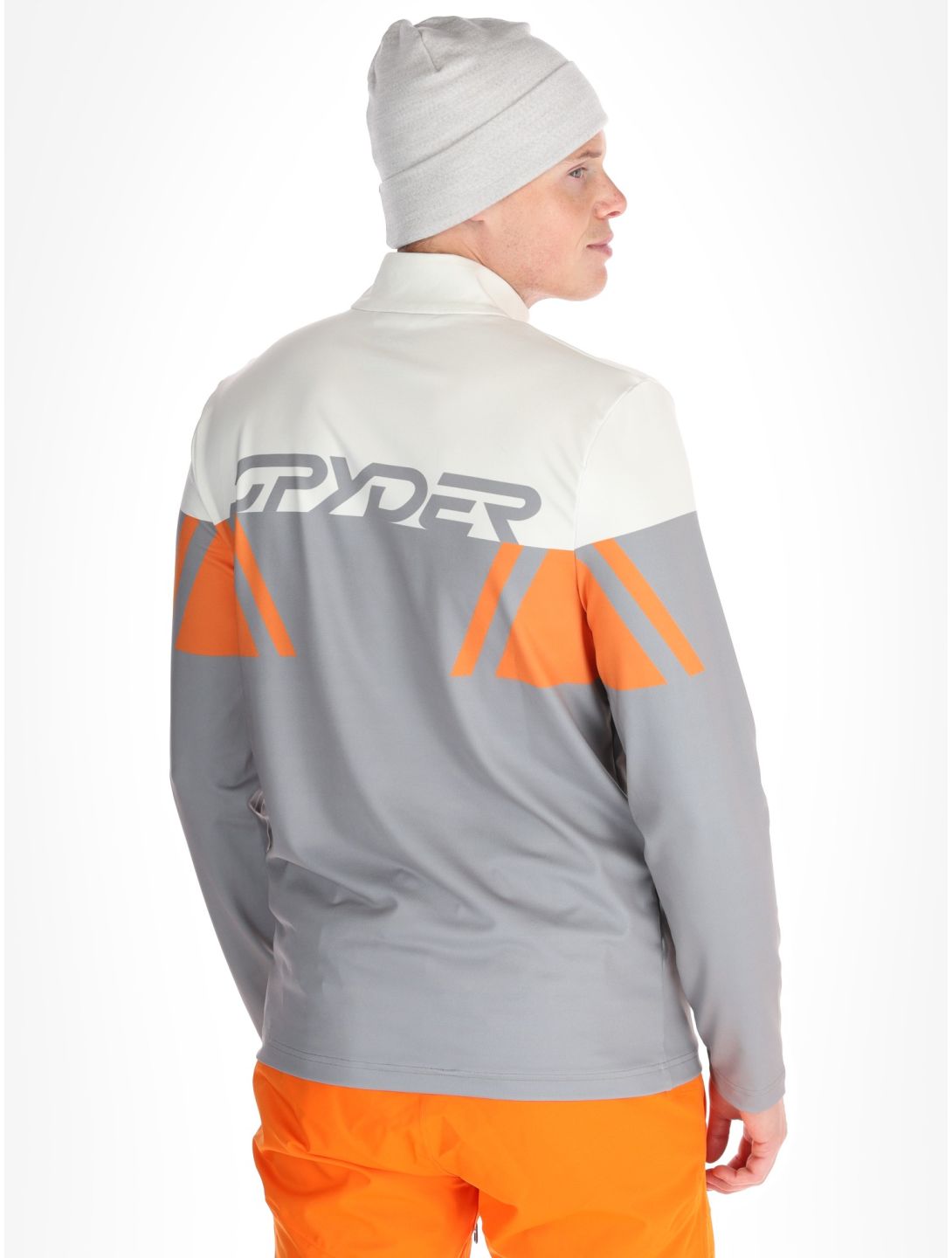 Spyder, Podium 1/2 Zip GA Ski pully heren Concrete Grijs, Oranje 