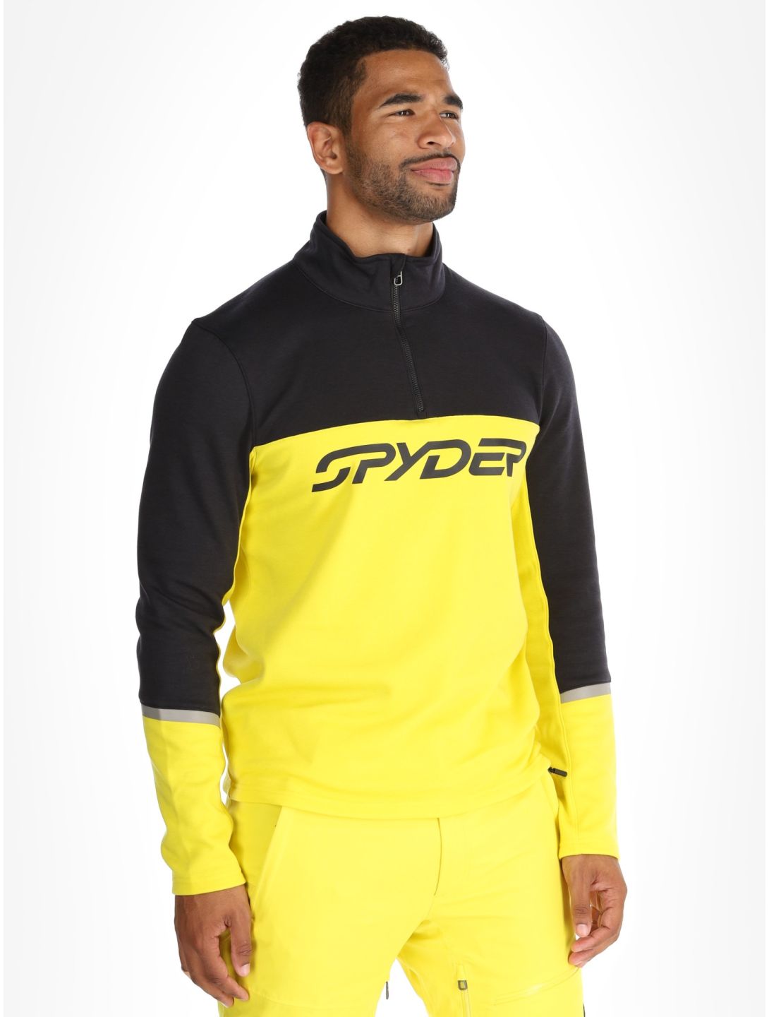 Spyder, Speed Fleece 1/2 Zip skipully heren Acid Yellow geel, zwart 