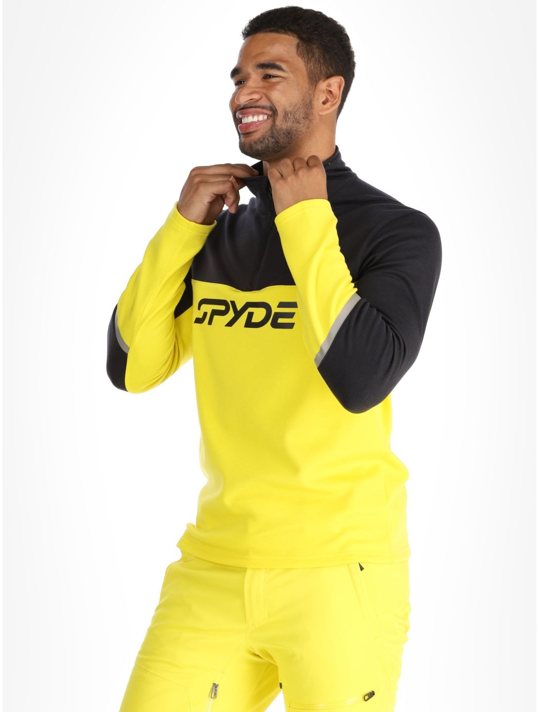 Spyder, Speed Fleece 1/2 Zip skipully heren Acid Yellow geel, zwart 