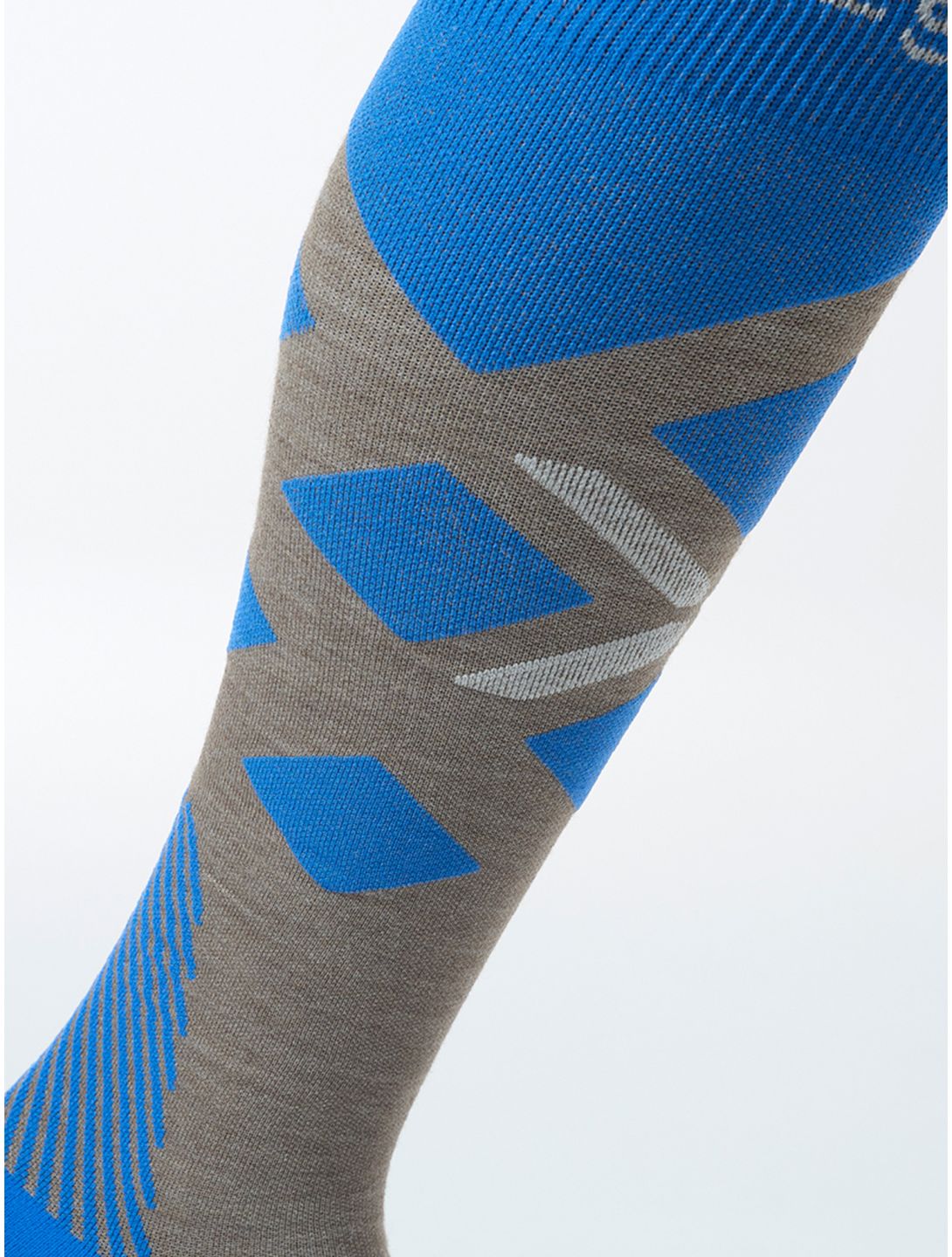 Stox, Merino Skiing compressiesokken heren Taupe / Cobalt blauw, grijs 