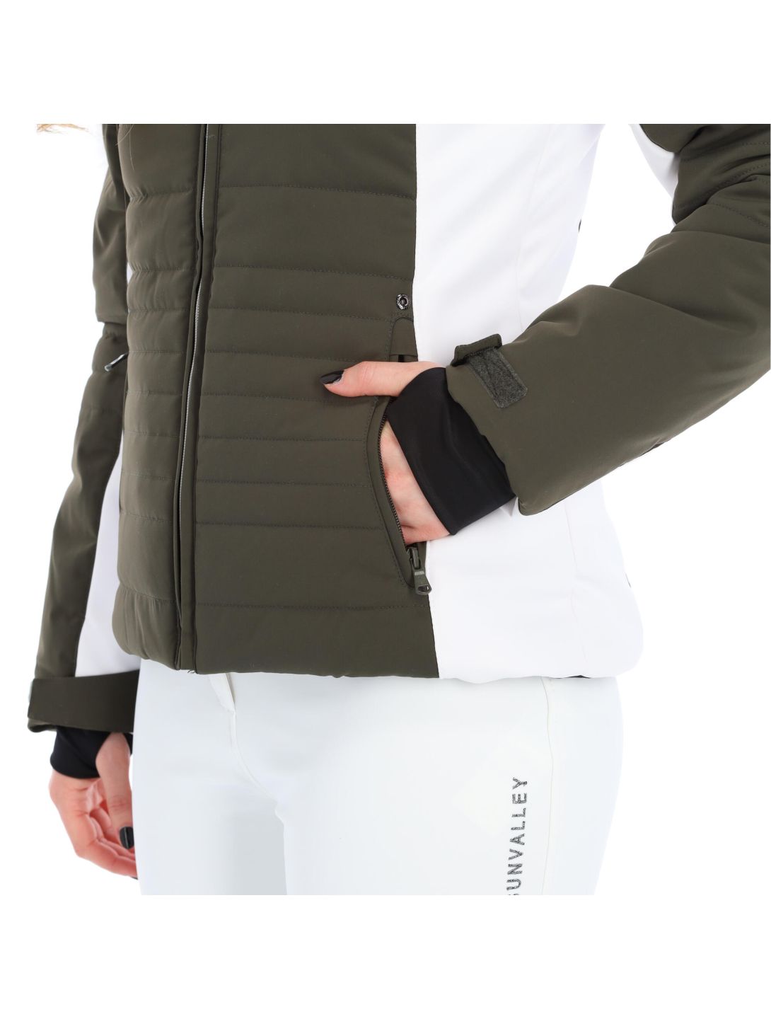 Sun Valley, Kelp ski-jas dames khaki Groen