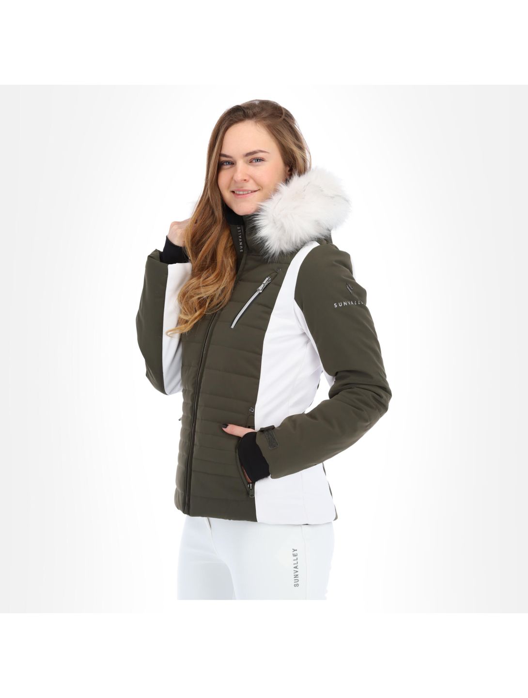 Sun Valley, Kelp ski-jas dames khaki Groen