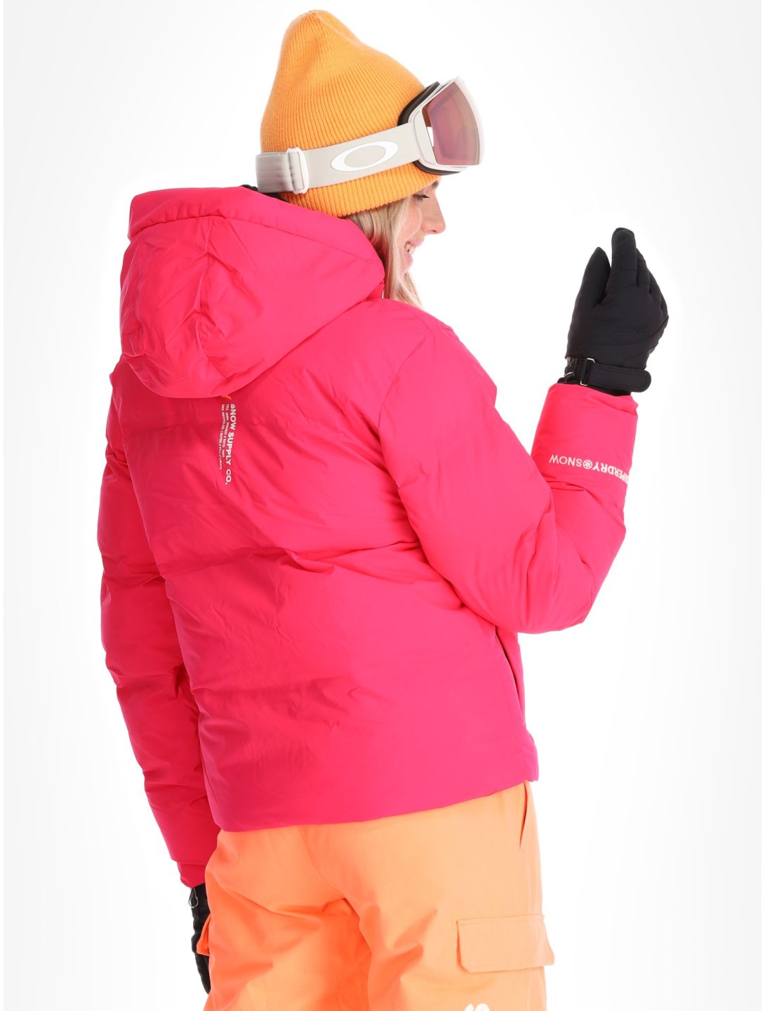 Superdry, Hooded Ski Boxy Puffer AA Jas gevoerd dames Hyper Fire Pink Roze 