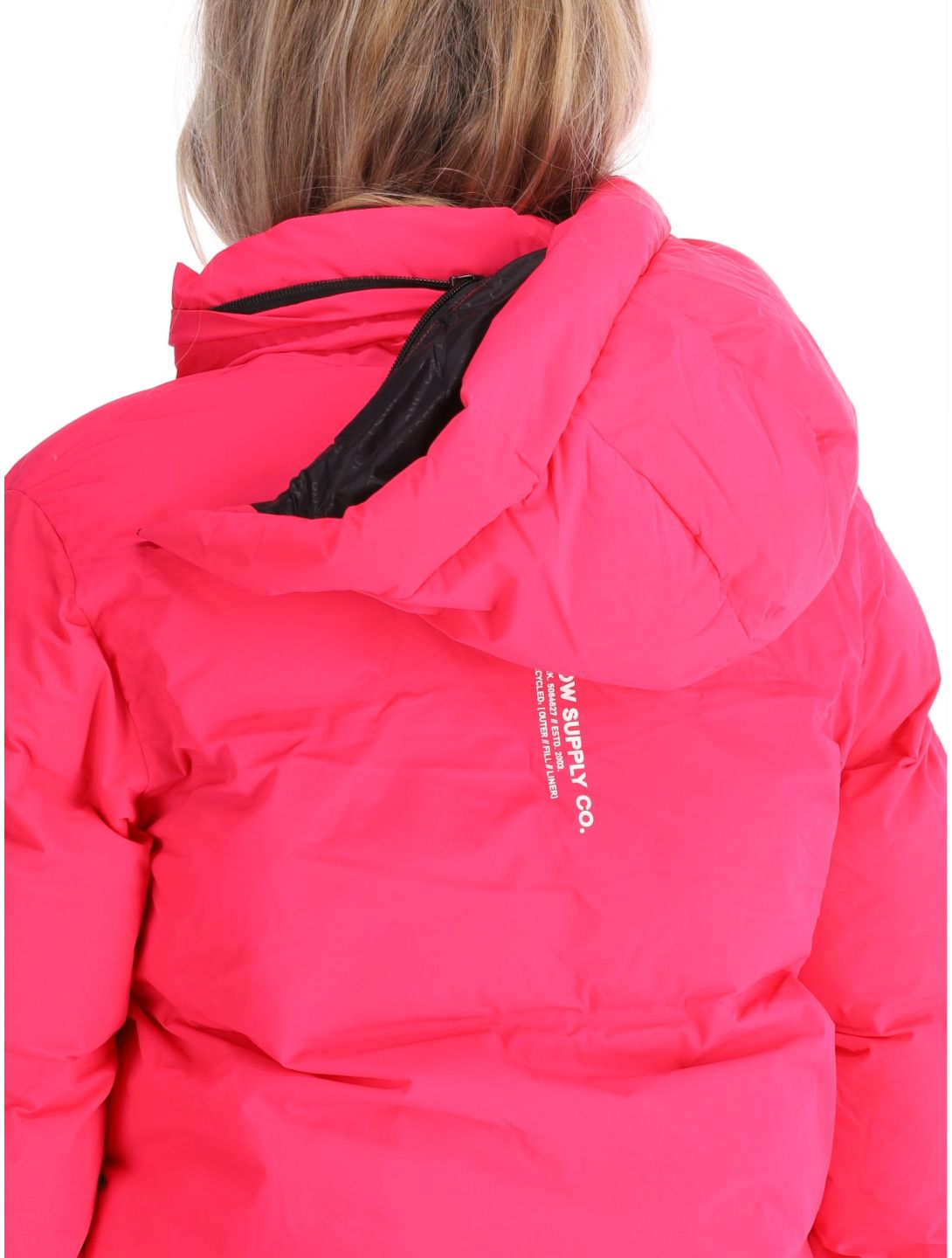 Superdry, Hooded Ski Boxy Puffer AA Jas gevoerd dames Hyper Fire Pink Roze 