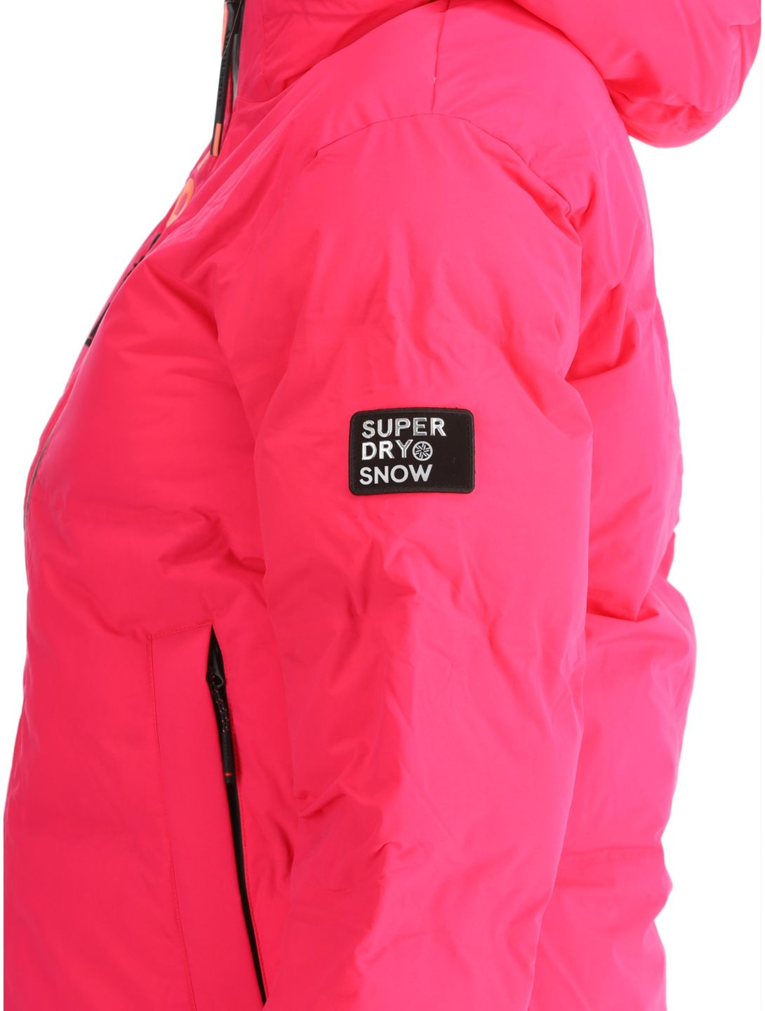 Superdry, Hooded Ski Boxy Puffer AA Jas gevoerd dames Hyper Fire Pink Roze 