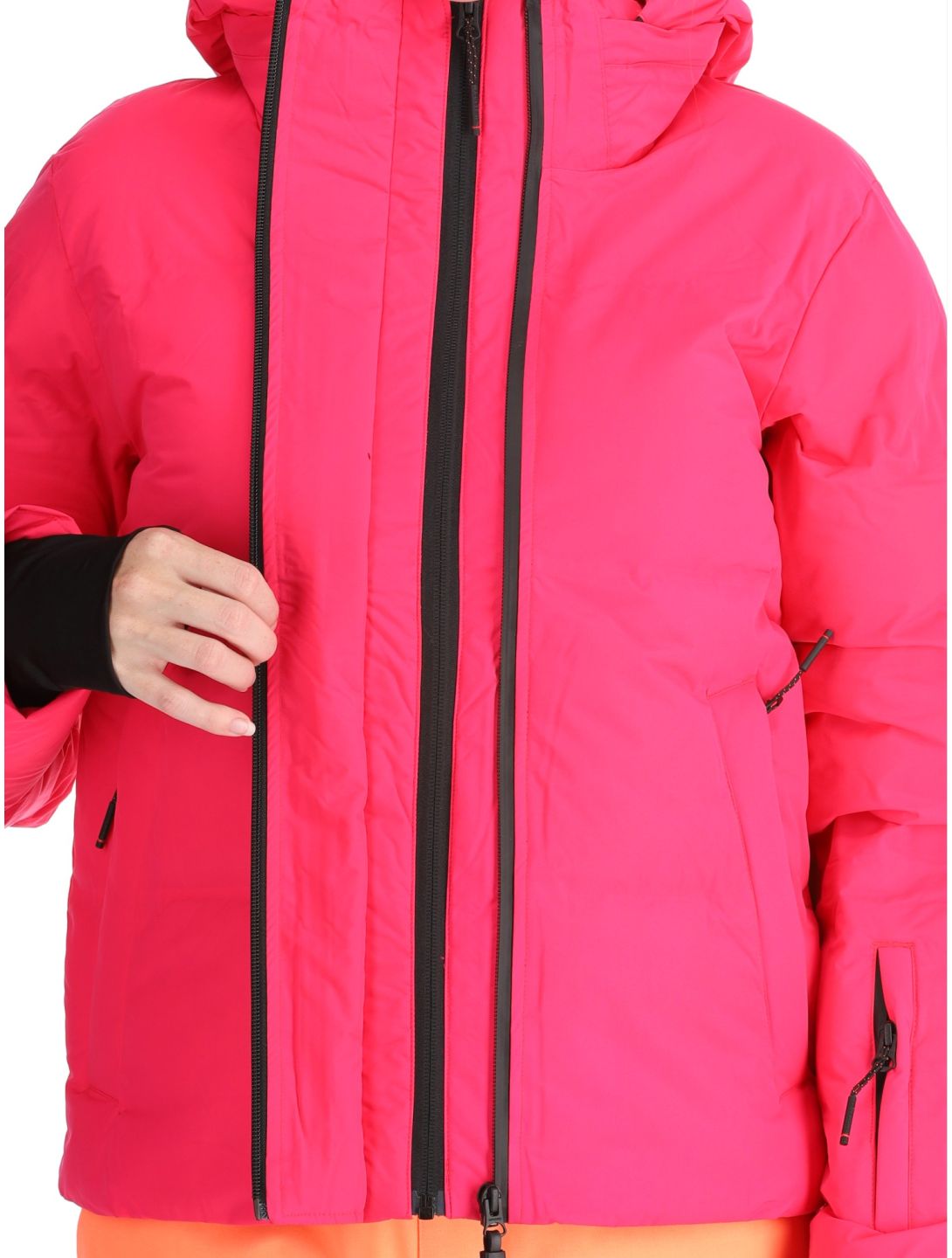 Superdry, Hooded Ski Boxy Puffer AA Jas gevoerd dames Hyper Fire Pink Roze 