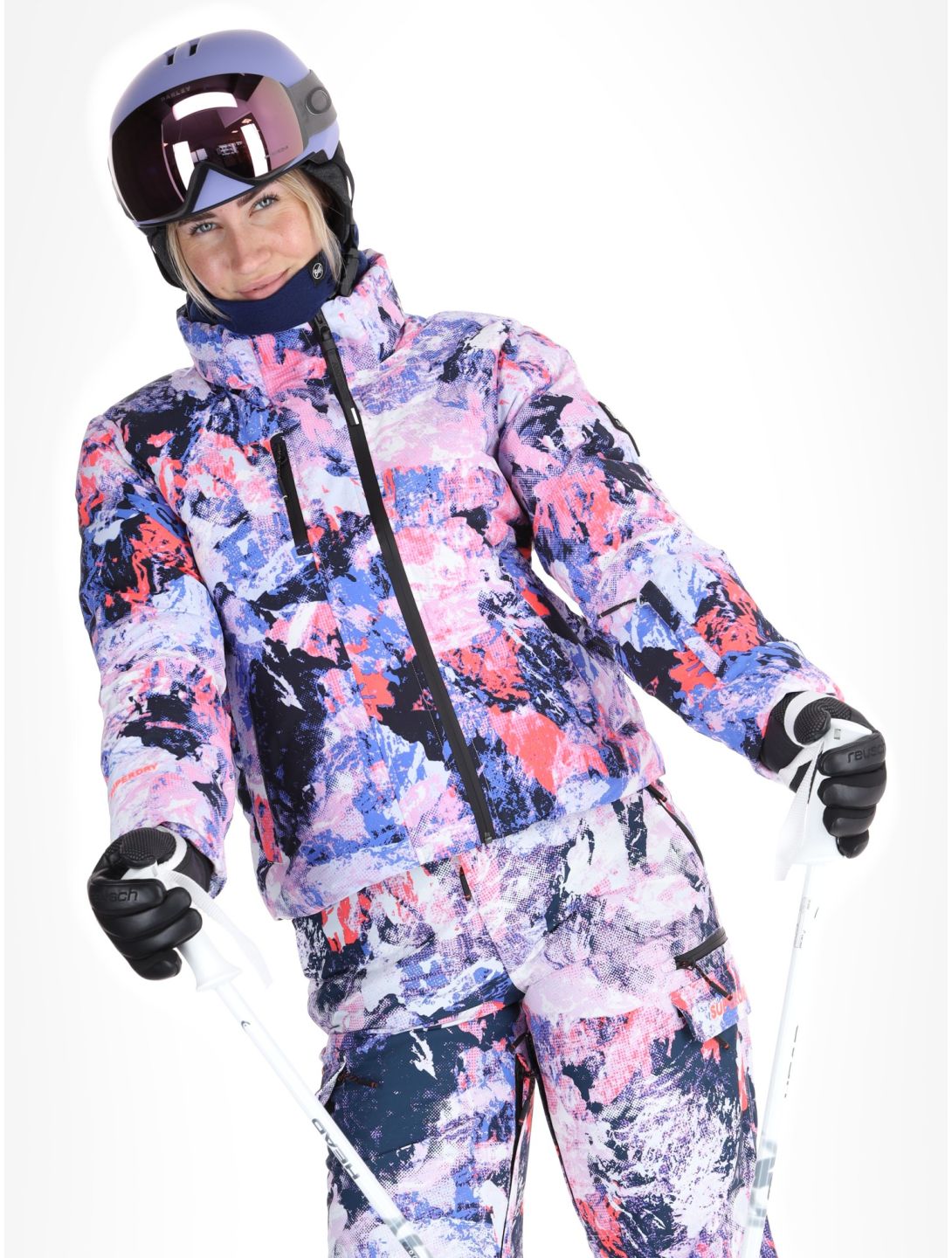 Superdry, Ski Boxy Puffer AA Jas gevoerd dames Mountain Mesh Purple Multicolor, Paars 